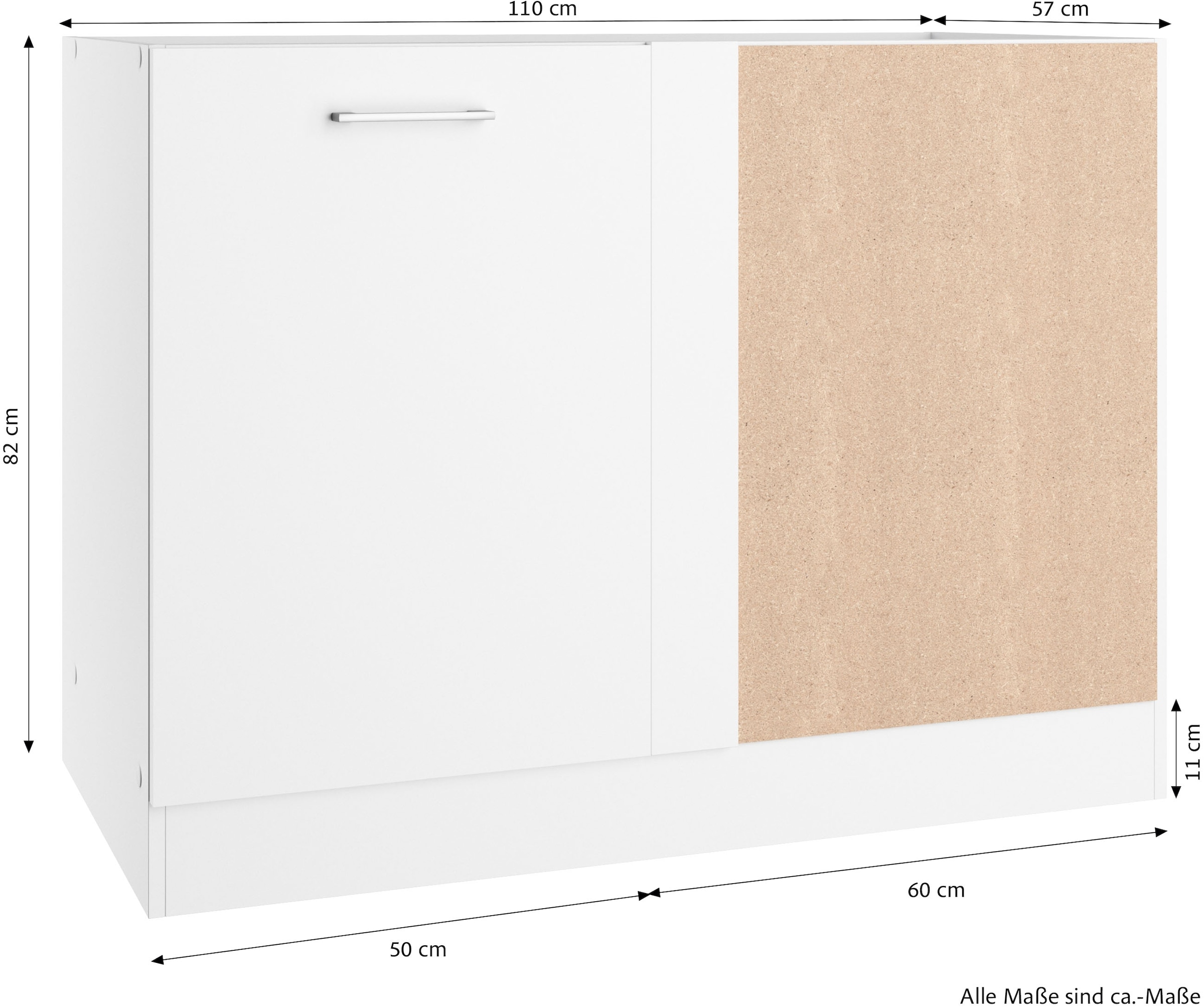 KOCHSTATION Eckunterschrank »KS-Milan«, HELD Möbel, Eckunterschrank 110 cm, matte oder hochglänzende Fronten