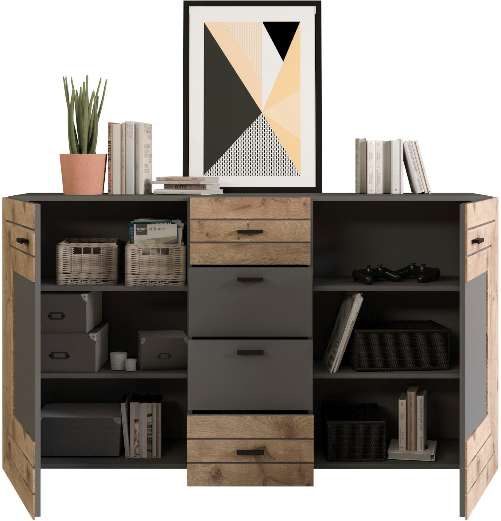 INOSIGN Sideboard »Aalborg, Breite 160 cm, 4 Schubkästen, 2 Türen, 6 Fächer, Metallgriffe«, Anrichte, Schrank, Kommode, Wohnmöbel