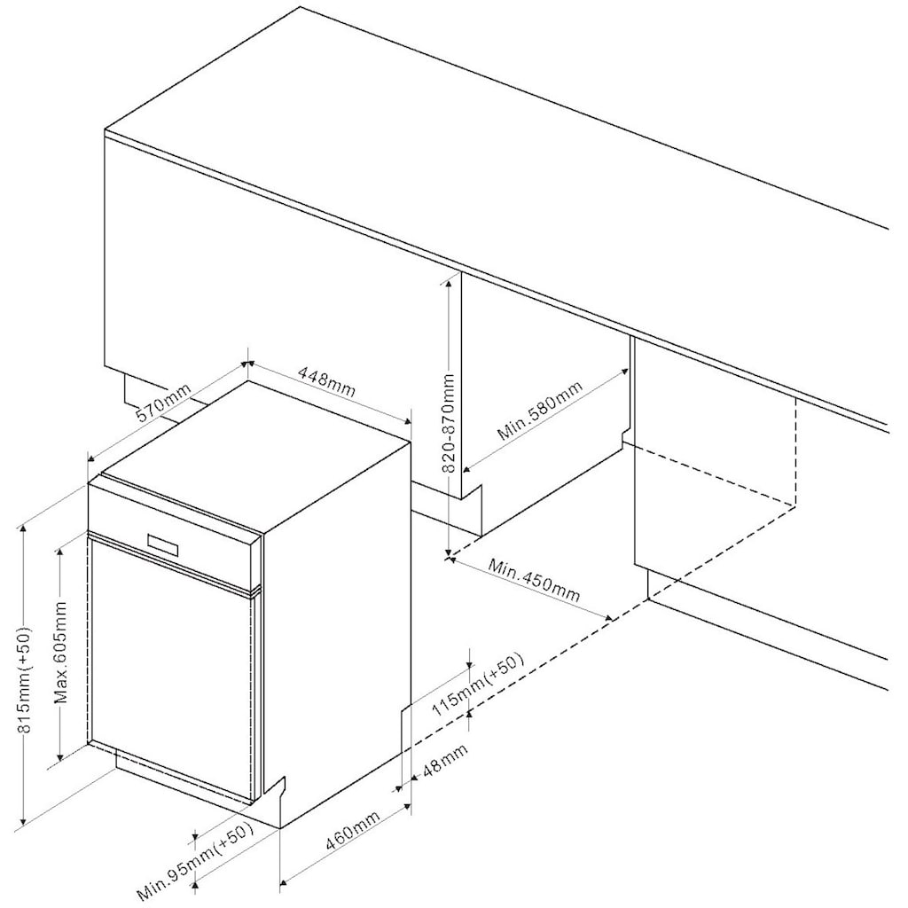 Amica teilintegrierbarer Geschirrspüler »EGSP 560 910 E«, EGSP 560 910-1 E, 10 Maßgedecke