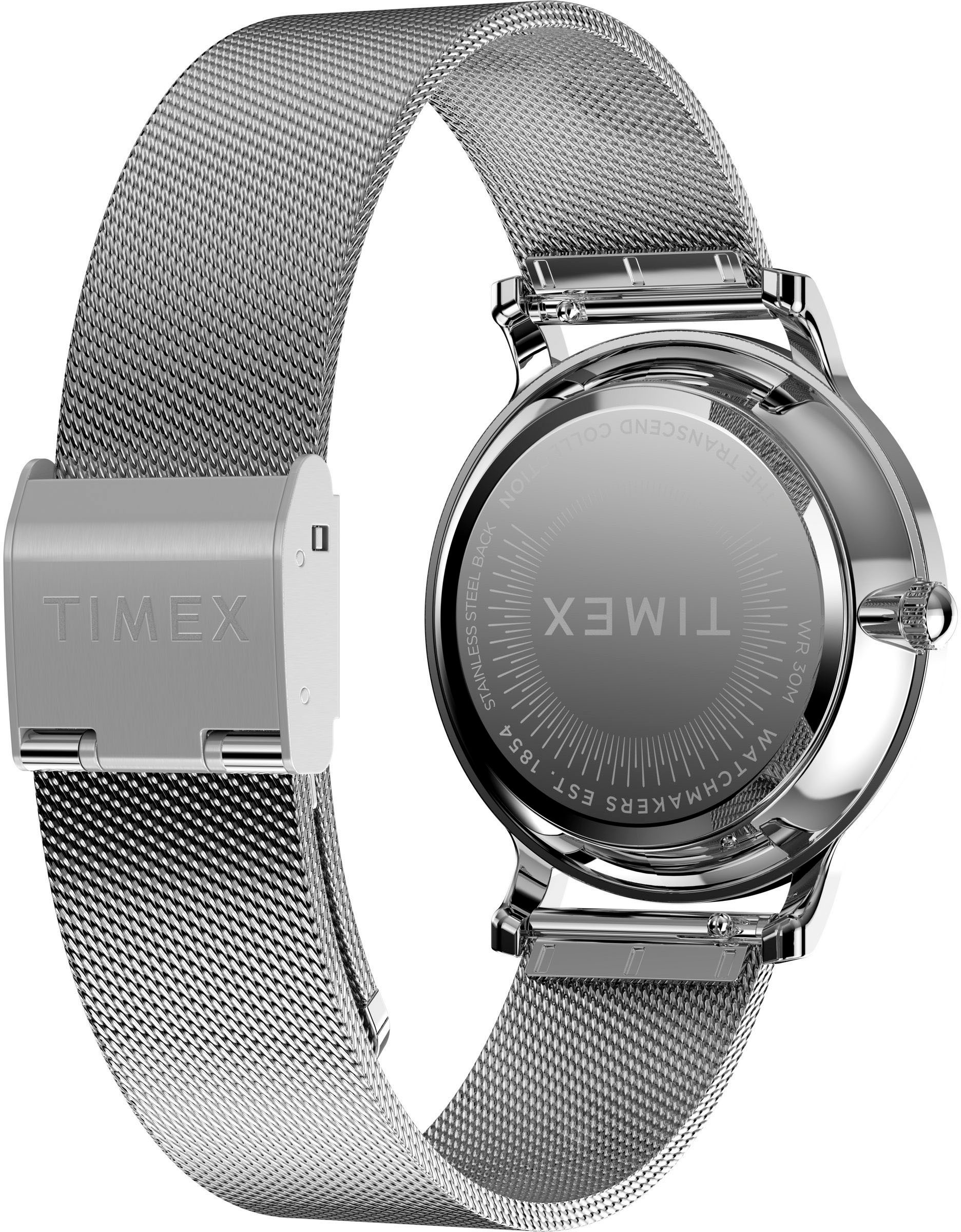 Timex Quarzuhr »TRANSCEND«, Armbanduhr, Damenuhr,Edelstahlarmband,analog