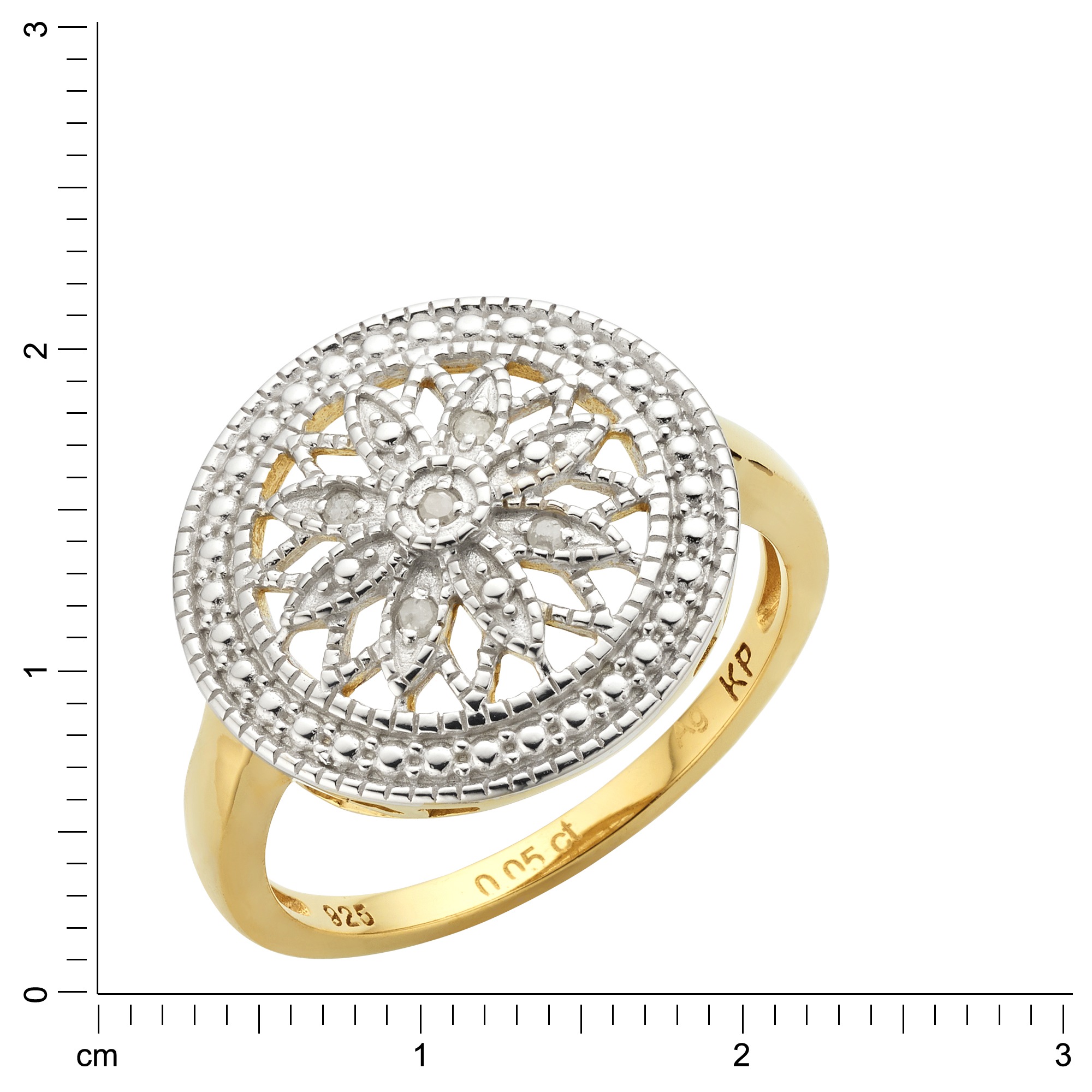 Diamonds by Ellen K. Fingerring »Silber 925 vergoldet mit 5x Diamant zus. 0,05ct.«