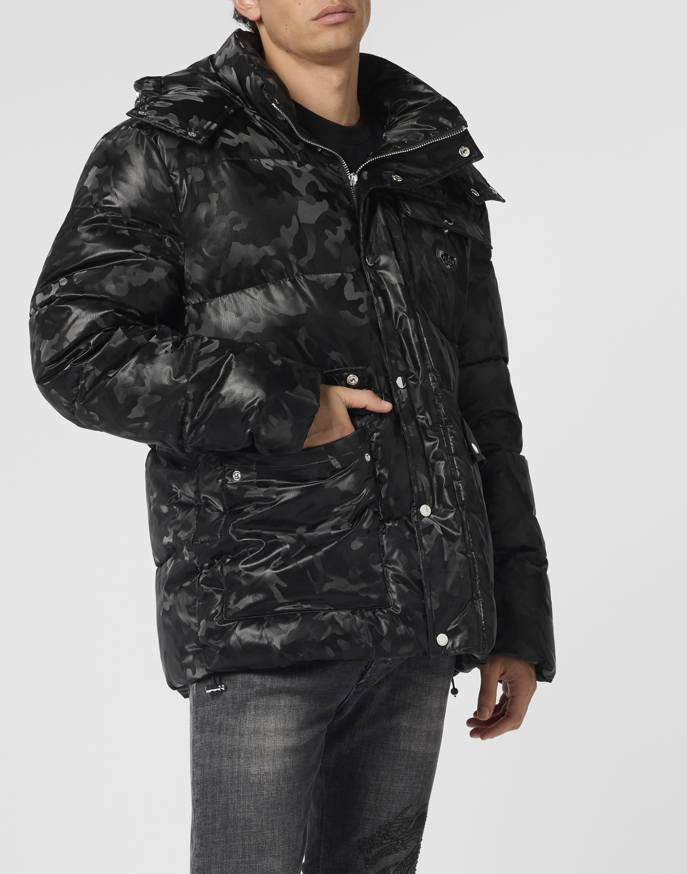 PHILIPP PLEIN Winterjacke "Shiny Nylon Puffer Jacket Camouflage" günstig online kaufen