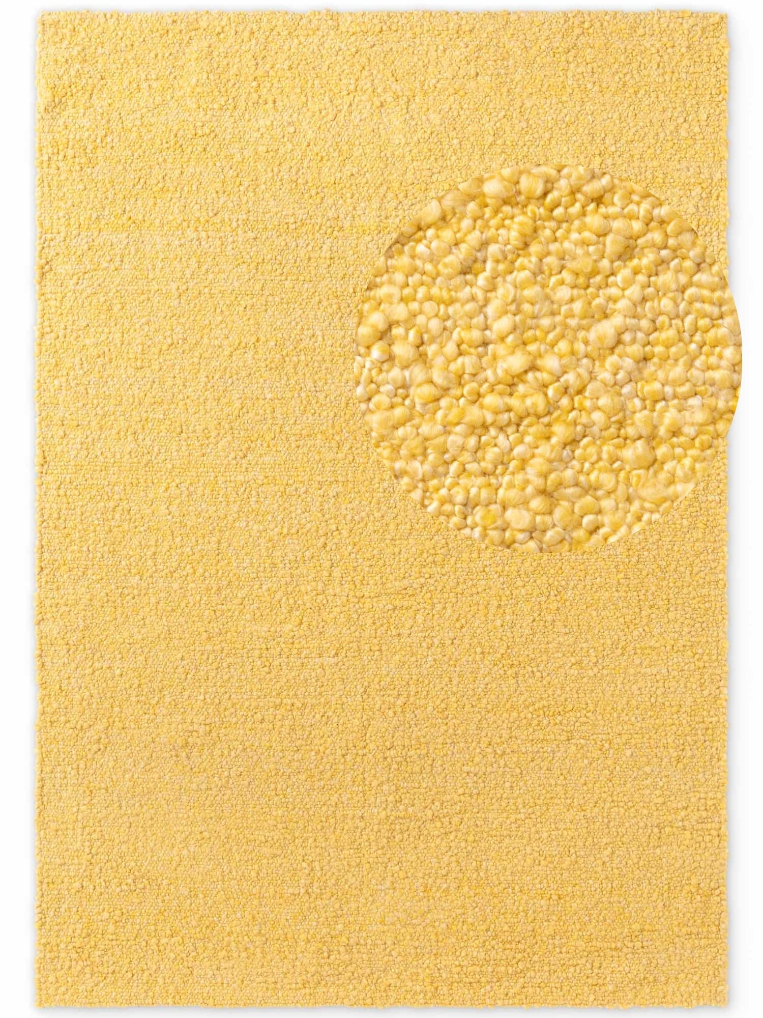 Ted Baker Portobello Handwoven Soft Plain Living Room Rug in Yellow | Size: 200cm x 290cm