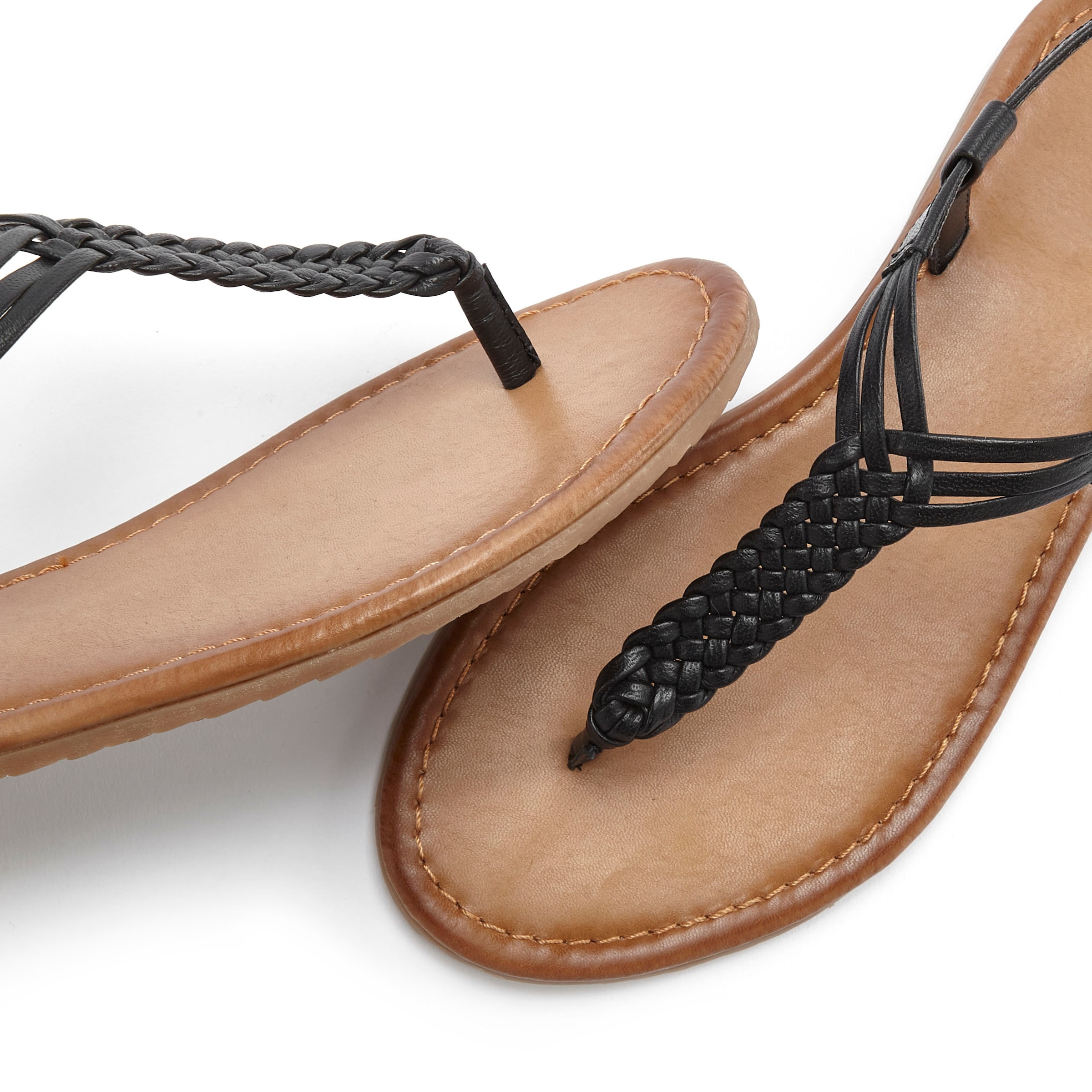 Vivance Zehentrenner, Sandalette, Sommerschuh,Sandale aus Leder mit Flecht-Optik