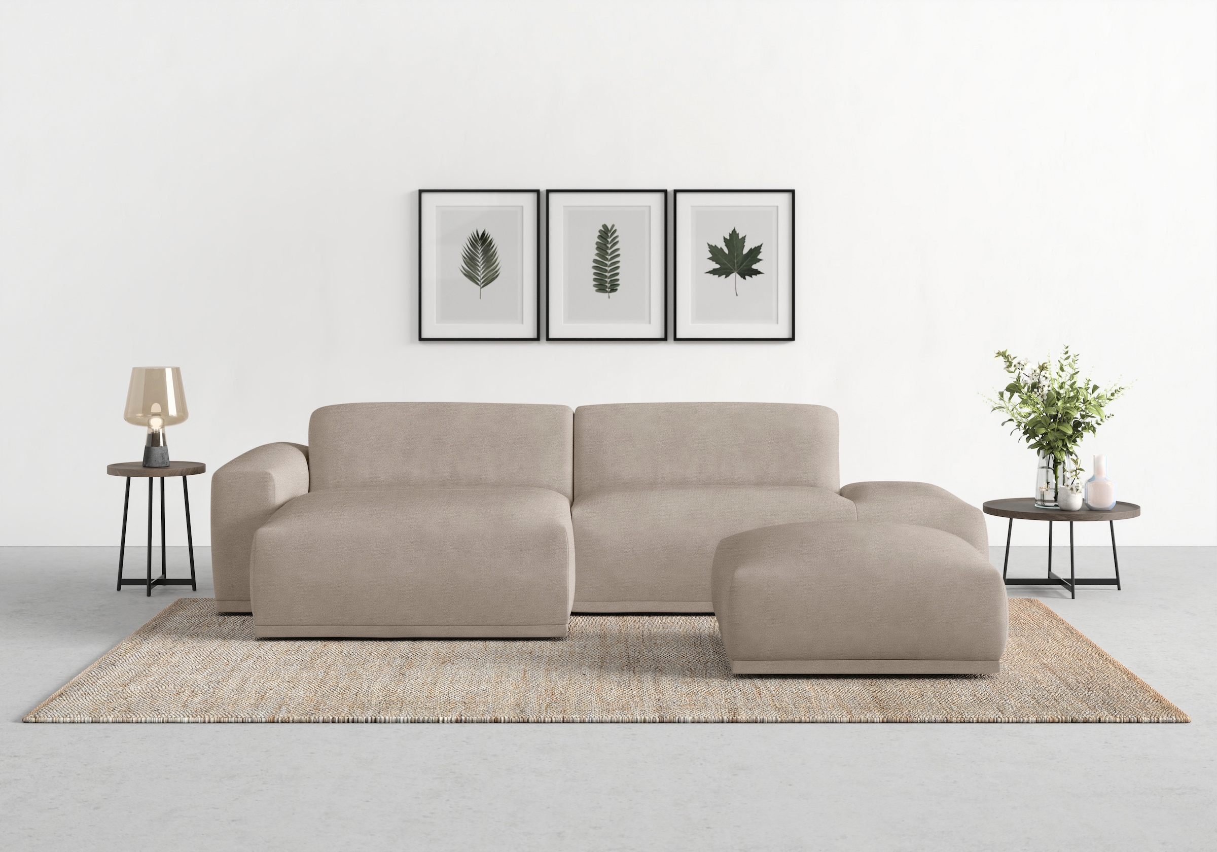 TRENDMANUFAKTUR Ecksofa Braga, aus 2 Teilen, moderner Cord-Stoff