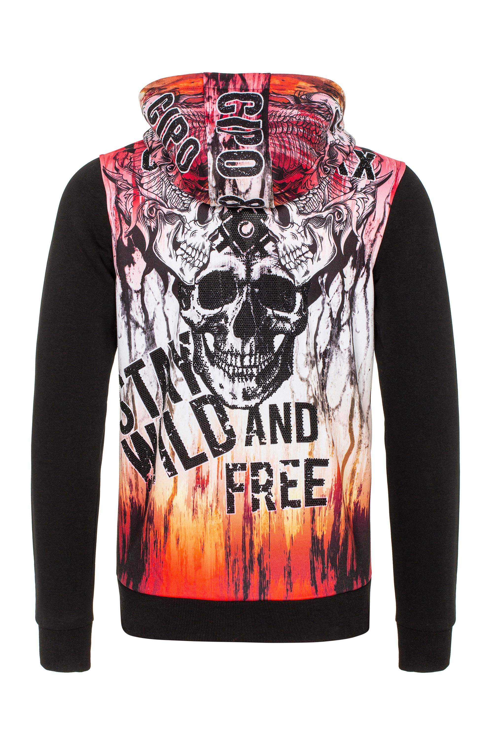 Cipo & Baxx Sweatjacke, mit coolen Totenkopf-Prints