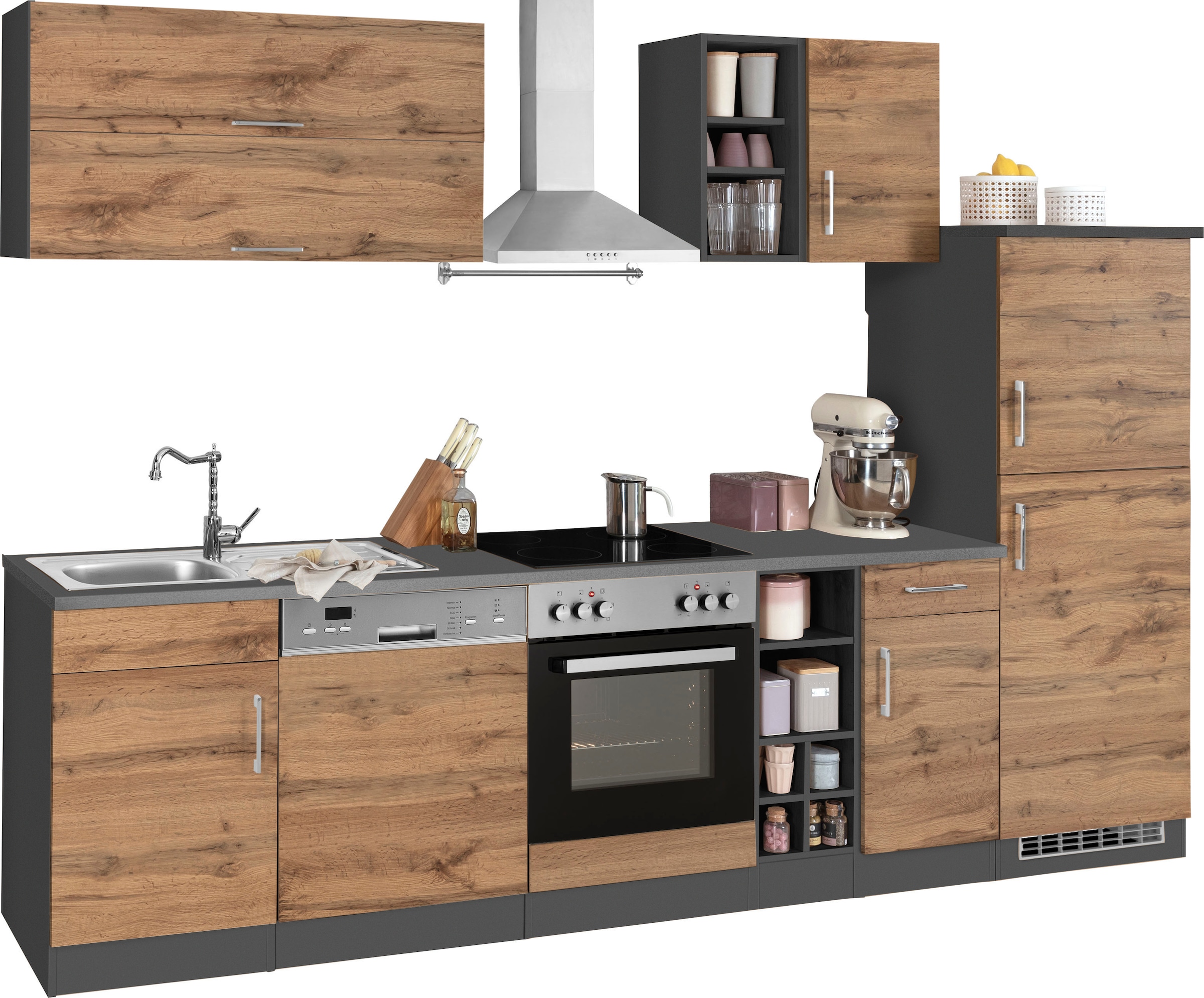 KOCHSTATION Küchenzeile »KS-Colmar«, ohne E-Geräte, Breite 300 cm