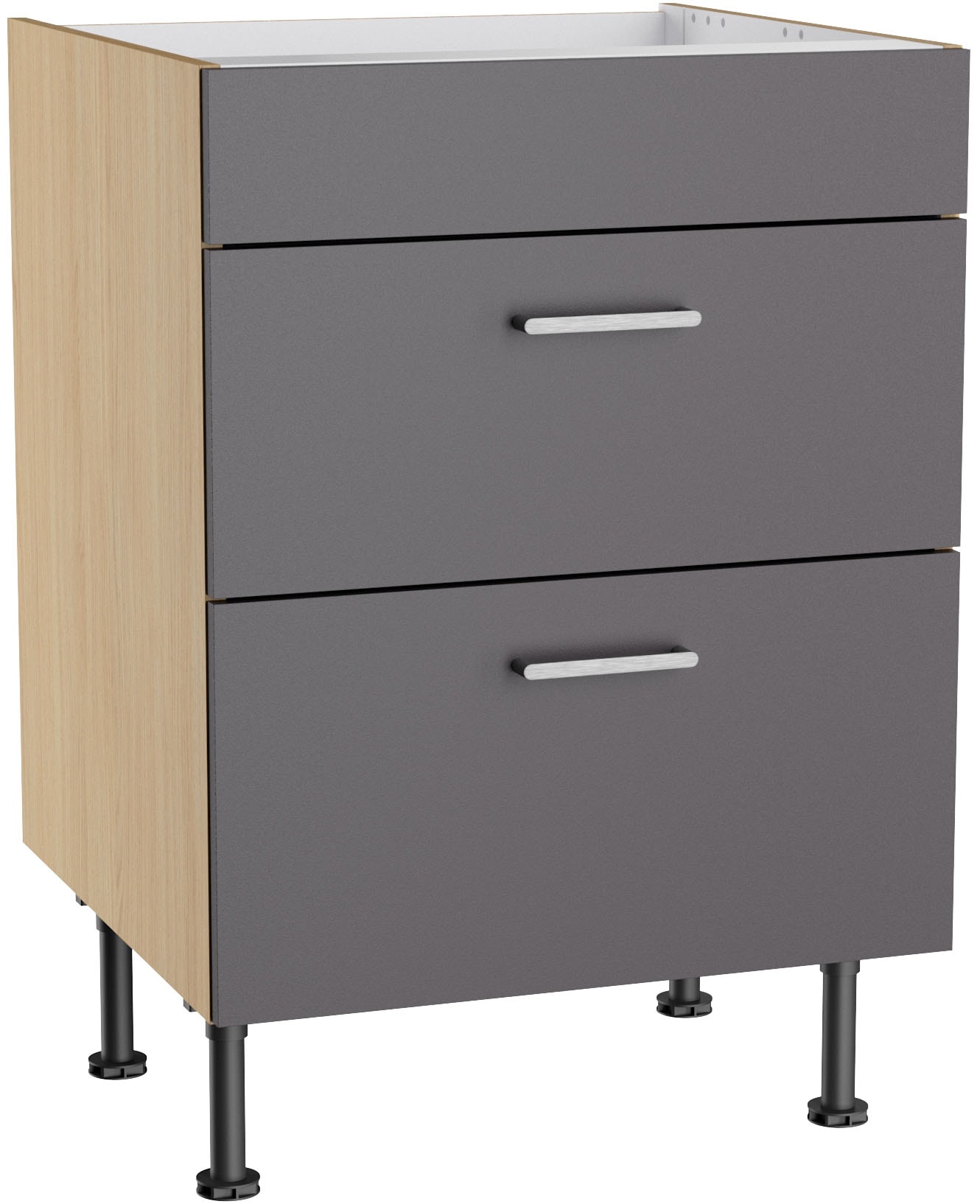 KOCHSTATION Kochfeldumbauschrank "KS-Lucy" Breite 60 cm, mit 2 Auszügen, Soft-Close, höhenverstellbare Füße