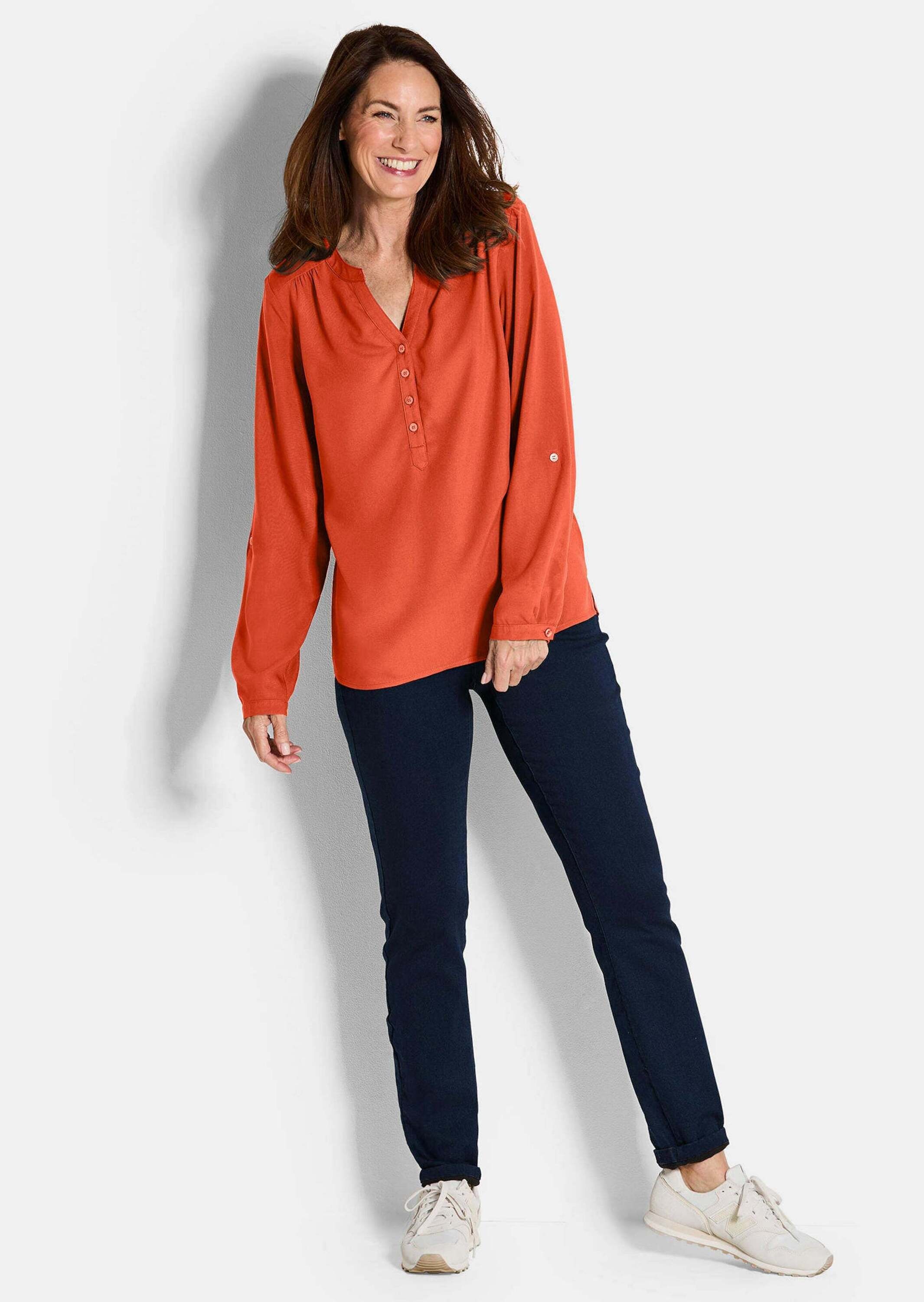 GOLDNER Schlupfbluse "Kurzgröße Elegante Viskosebluse mit V-Ausschnitt" Kno günstig online kaufen