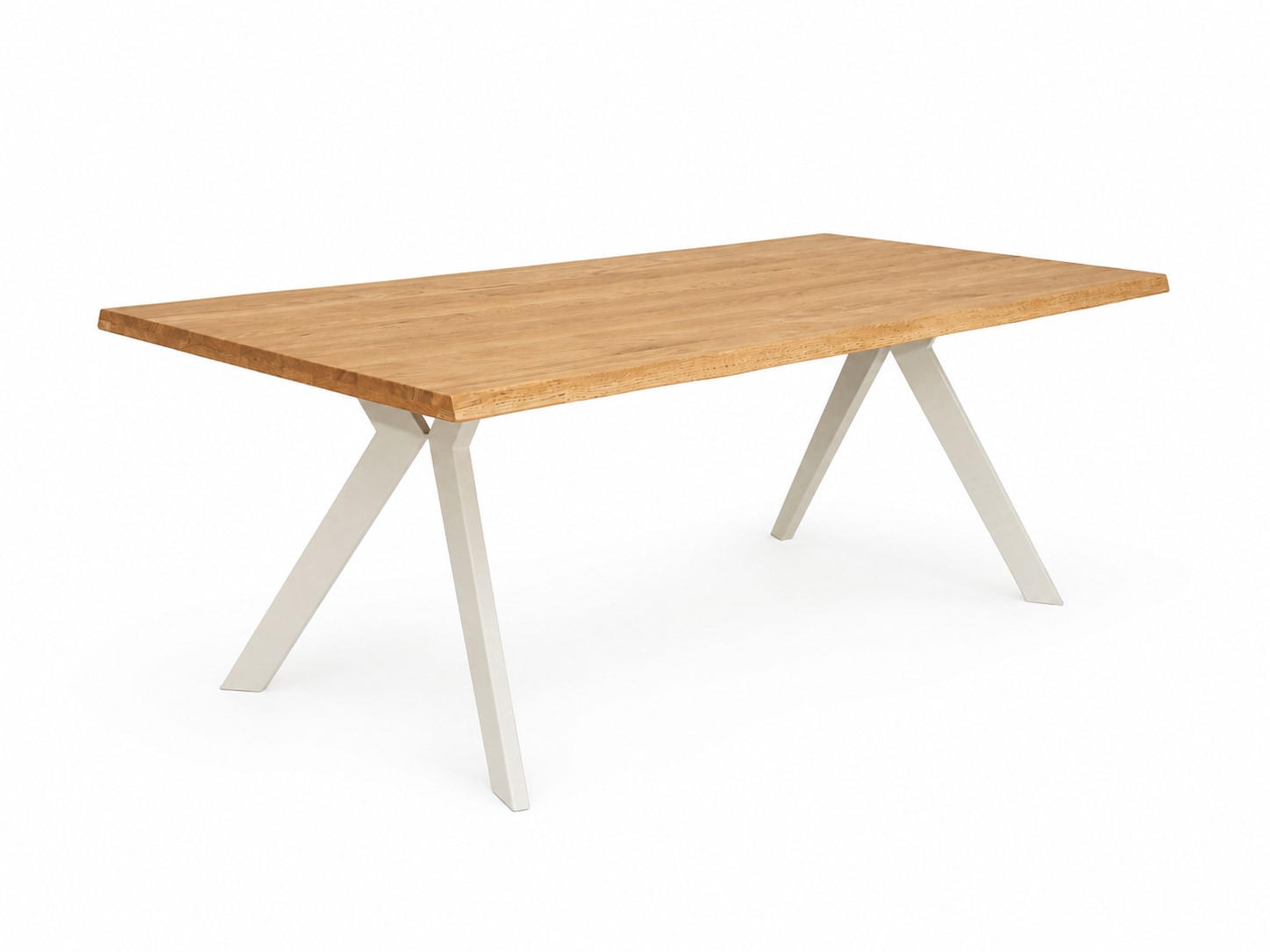 OTTO home Esstisch »»MONACO« Speisetisch, Küchentisch, Wohntisch, Esszimmertisch« Wildeiche geölt Natur, Baumkante, A-Gestell Pearl White Metall