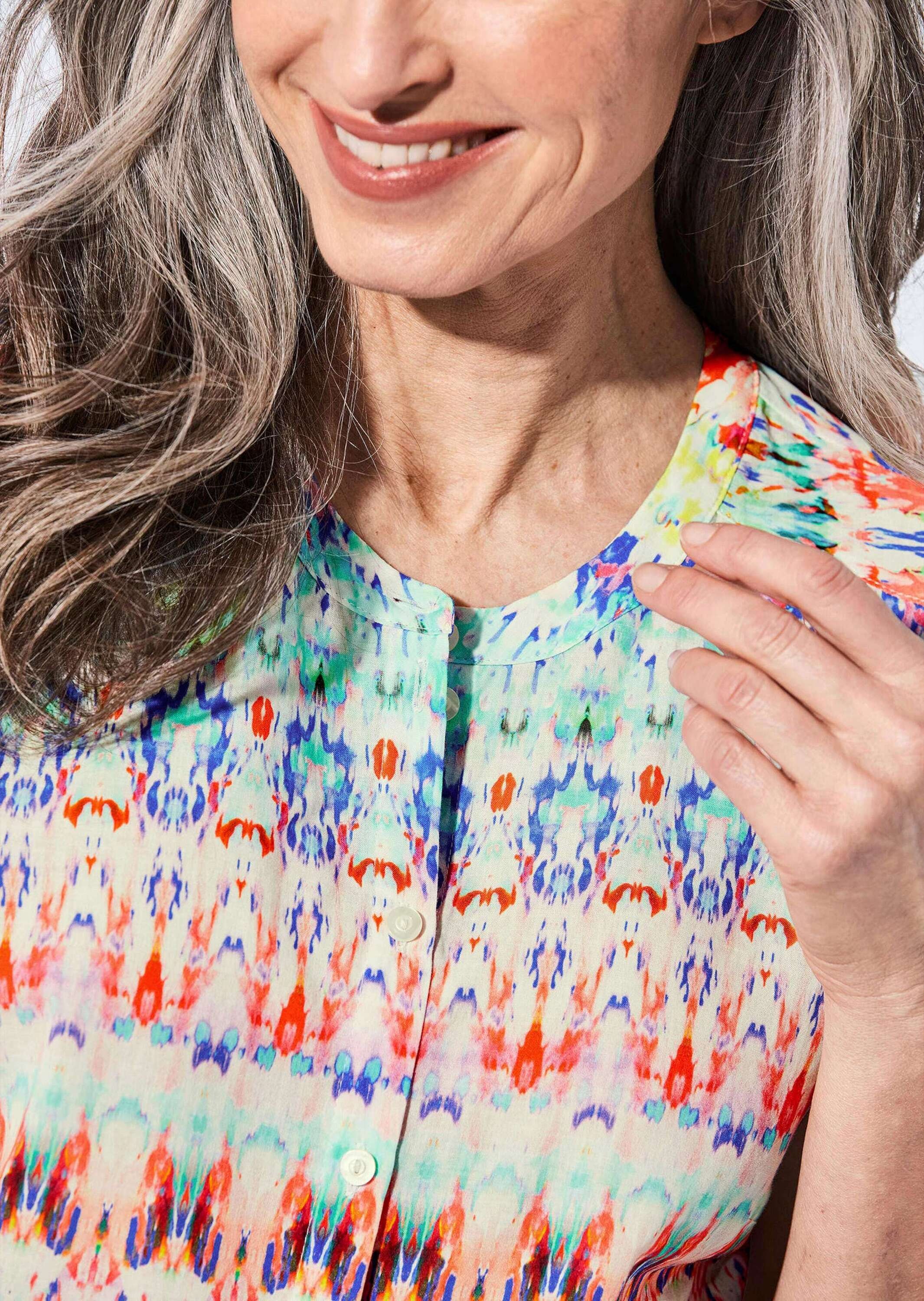 GOLDNER Kurzarmbluse »Bluse Legere Bluse mit Druck«