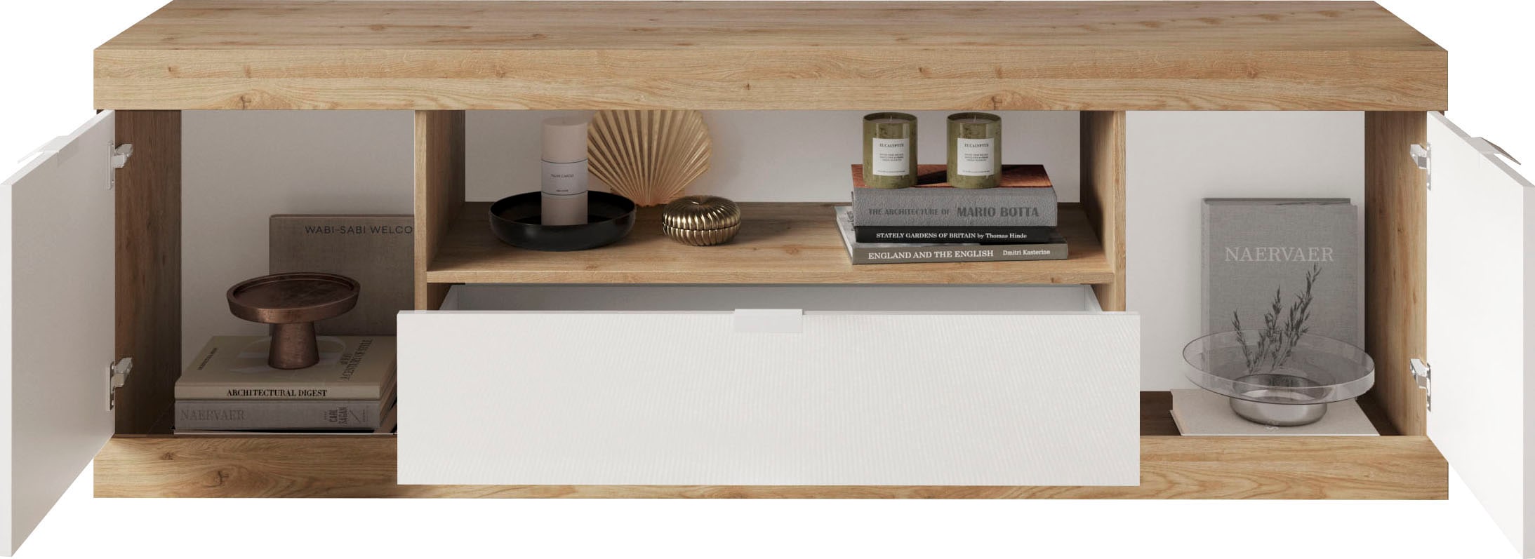 INOSIGN Lowboard »Slim, TV-Bank«, Breite 181 cm, weiß Hochglanz Lack
