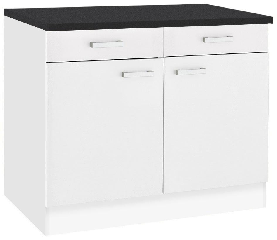 OPTIFIT Unterschrank "Odense", 100 cm breit, mit 2 Türen und 2 Schubkästen, mit 28 mm Arbeitsplatte