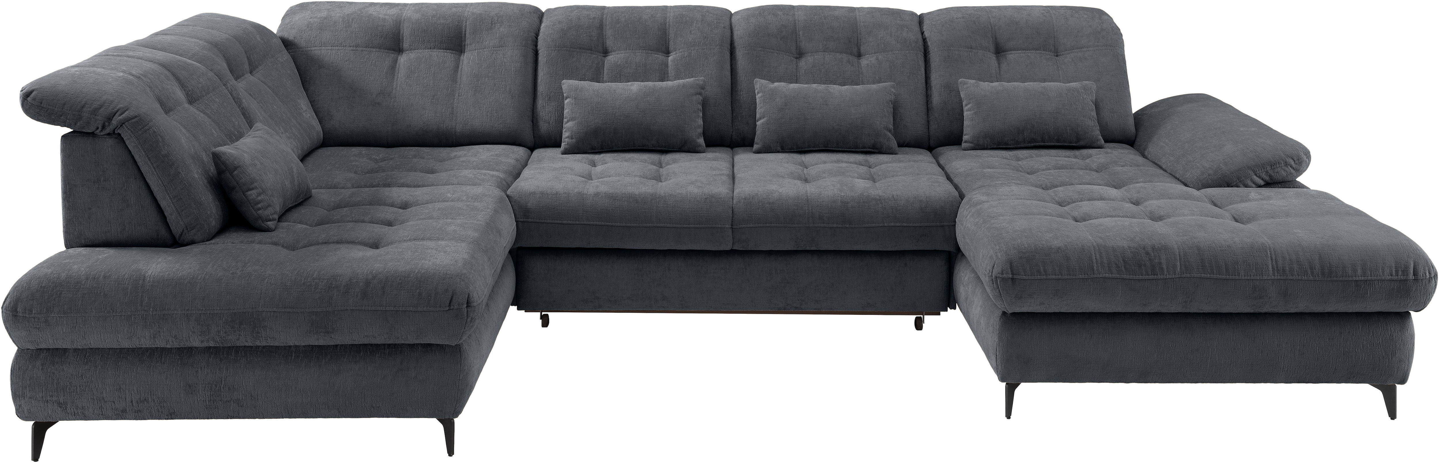 Home affaire Ecksofa "Delphino, Multifunktionen, 358 x 216 cm, modern & bequem" Microfaser, L-Form, Bettfunktion, Nierenkissen, Verstellungen