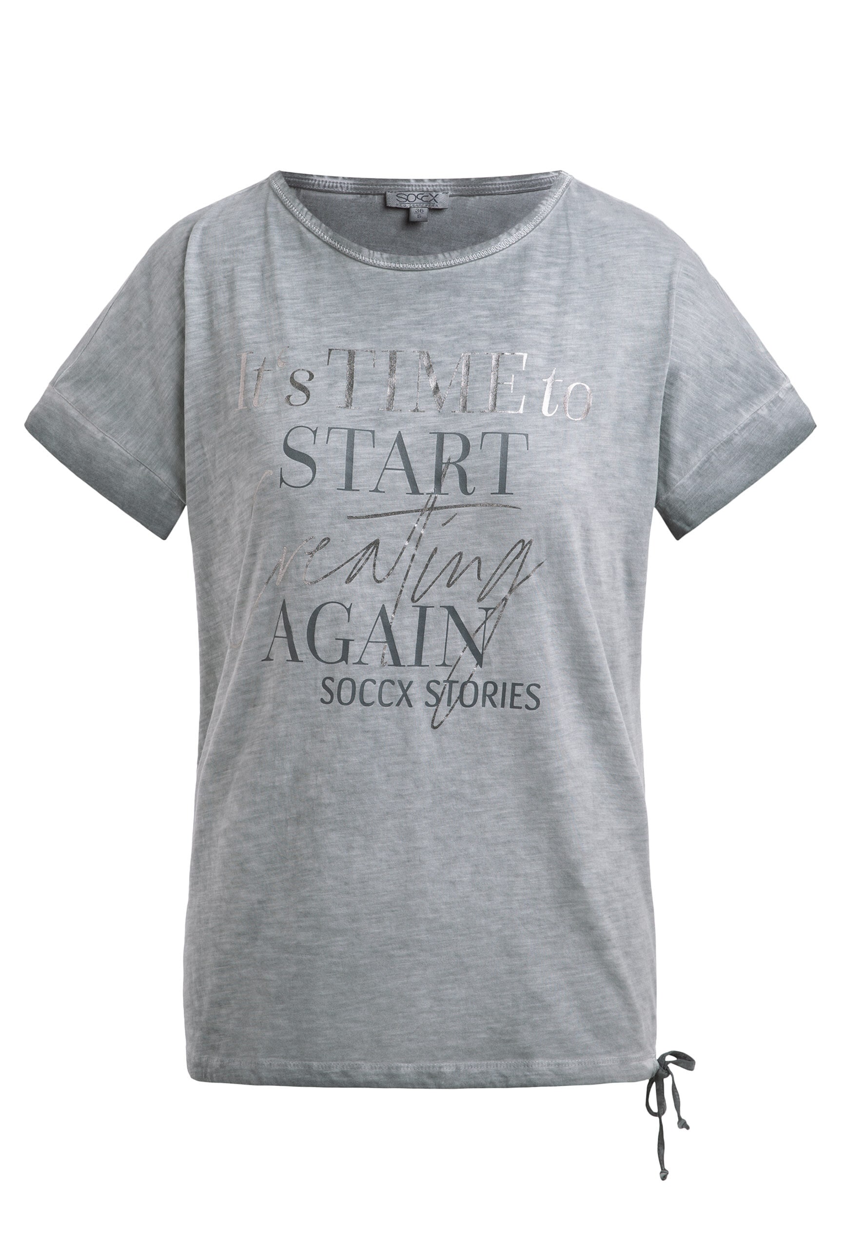 SOCCX Rundhalsshirt, mit Bindeband am Saum