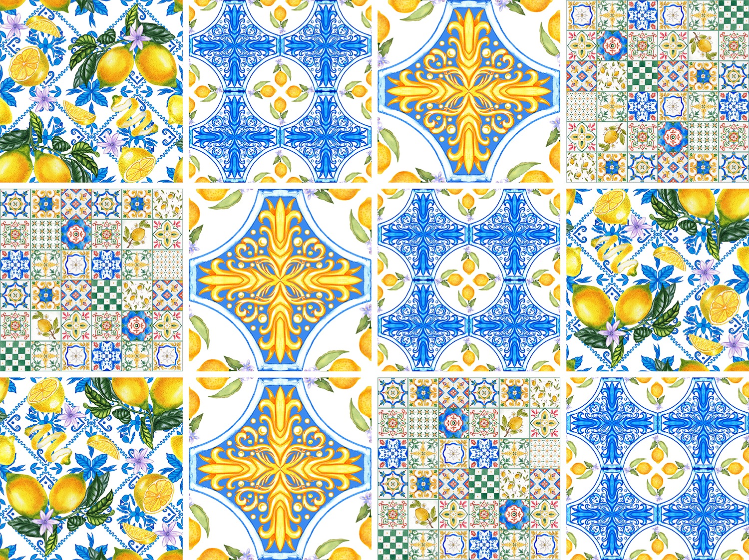 queence Fliesenaufkleber "Zitronen und Ornamente" selbstklebend, 12er Set günstig online kaufen