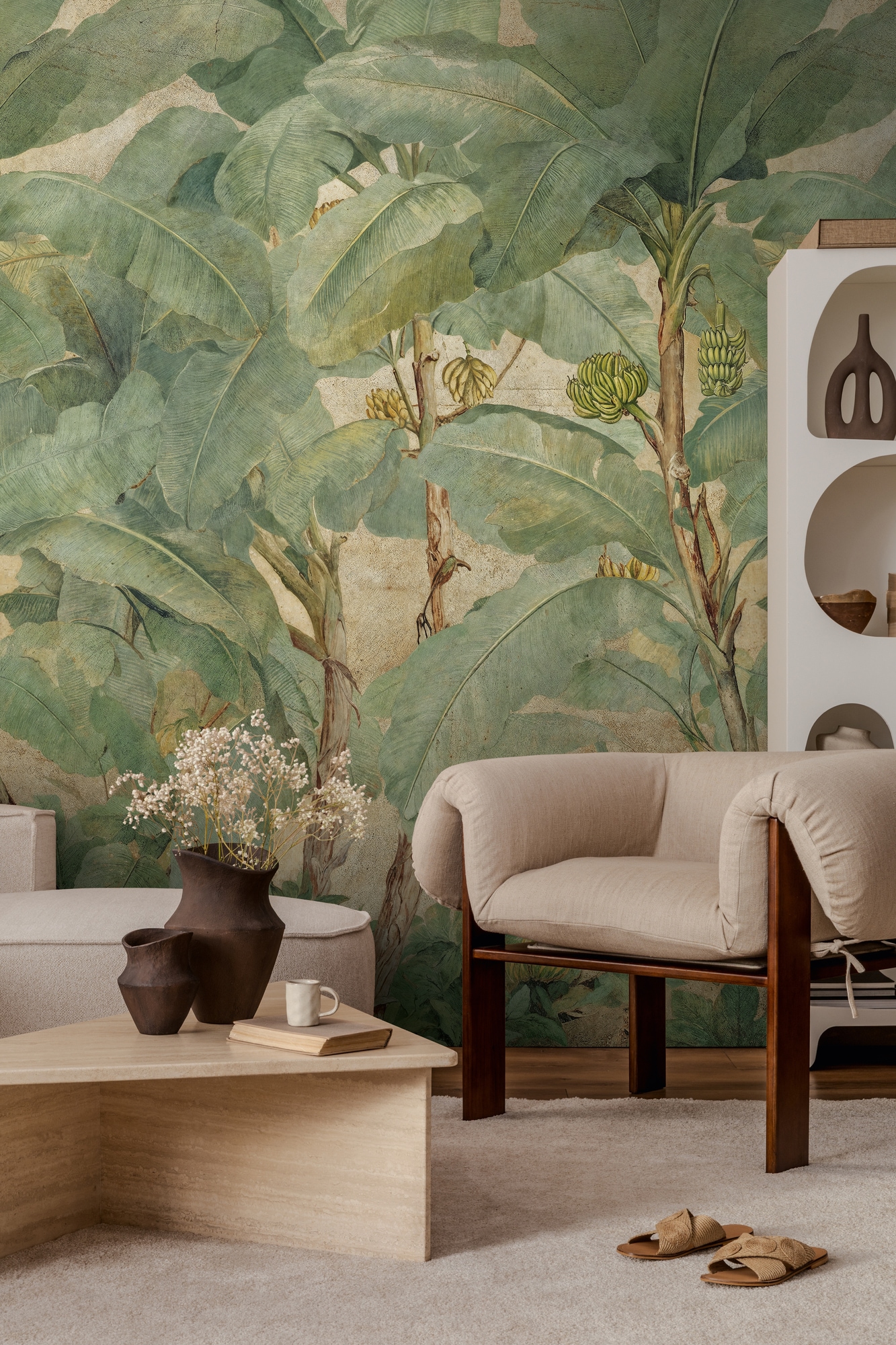 living walls Fototapete »The Wall 4 Botanic – Bananenbäume im Vintage-Stil Vlies-Fototapete« botanisch | matt | tropisch leicht strukturiert Bananenbäume im Vintage-Stil mit dekorativer Tiefenwirkung