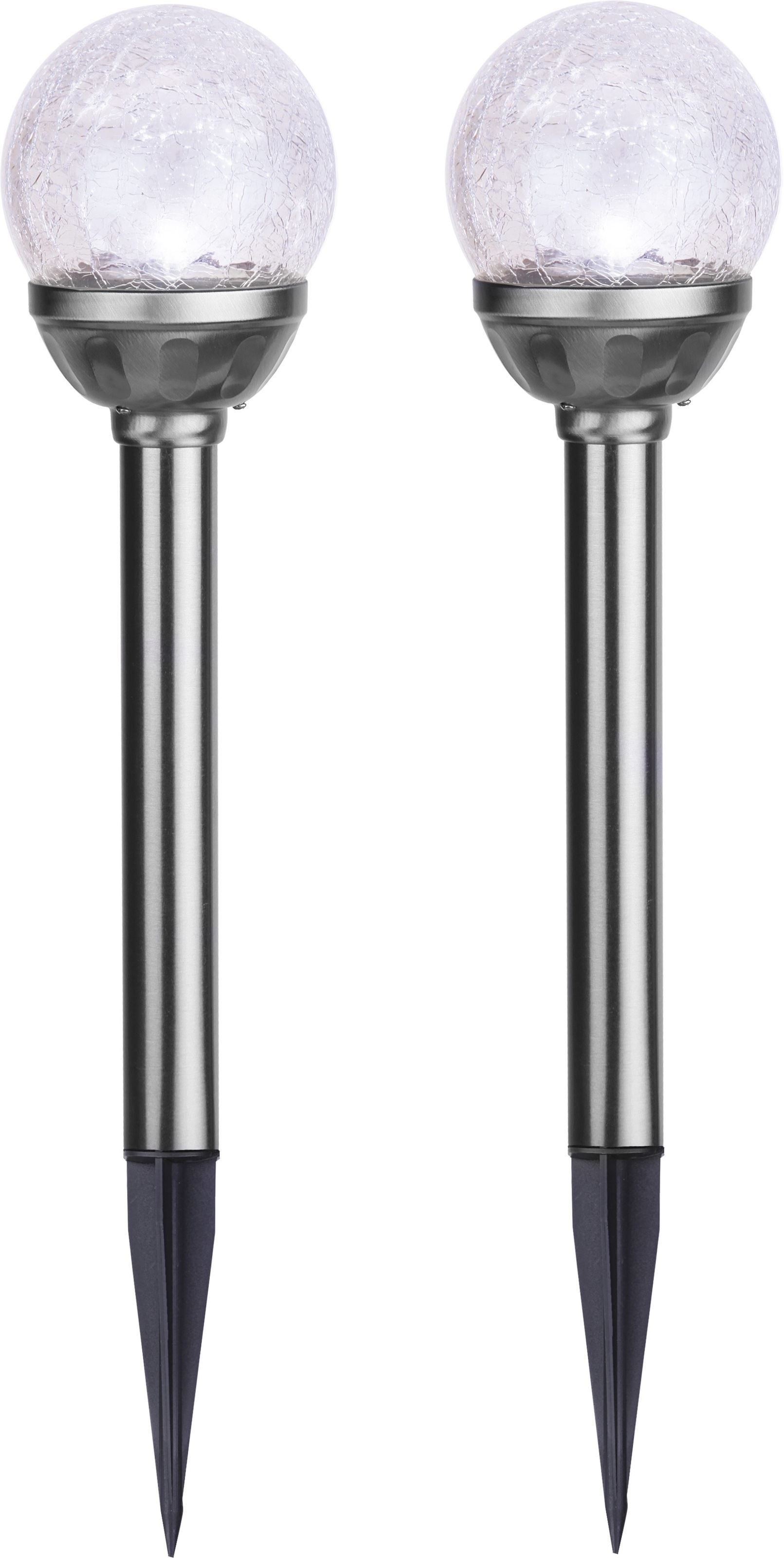 LED Solarleuchte, B:8cm H:26,5cm L:8cm T:8cm Ø:8cm, silber, PARFORCE TRADITIONAL HUNTING, Garten, Leuchten, "Solar-Wegleuchte Roma", 2er-Set