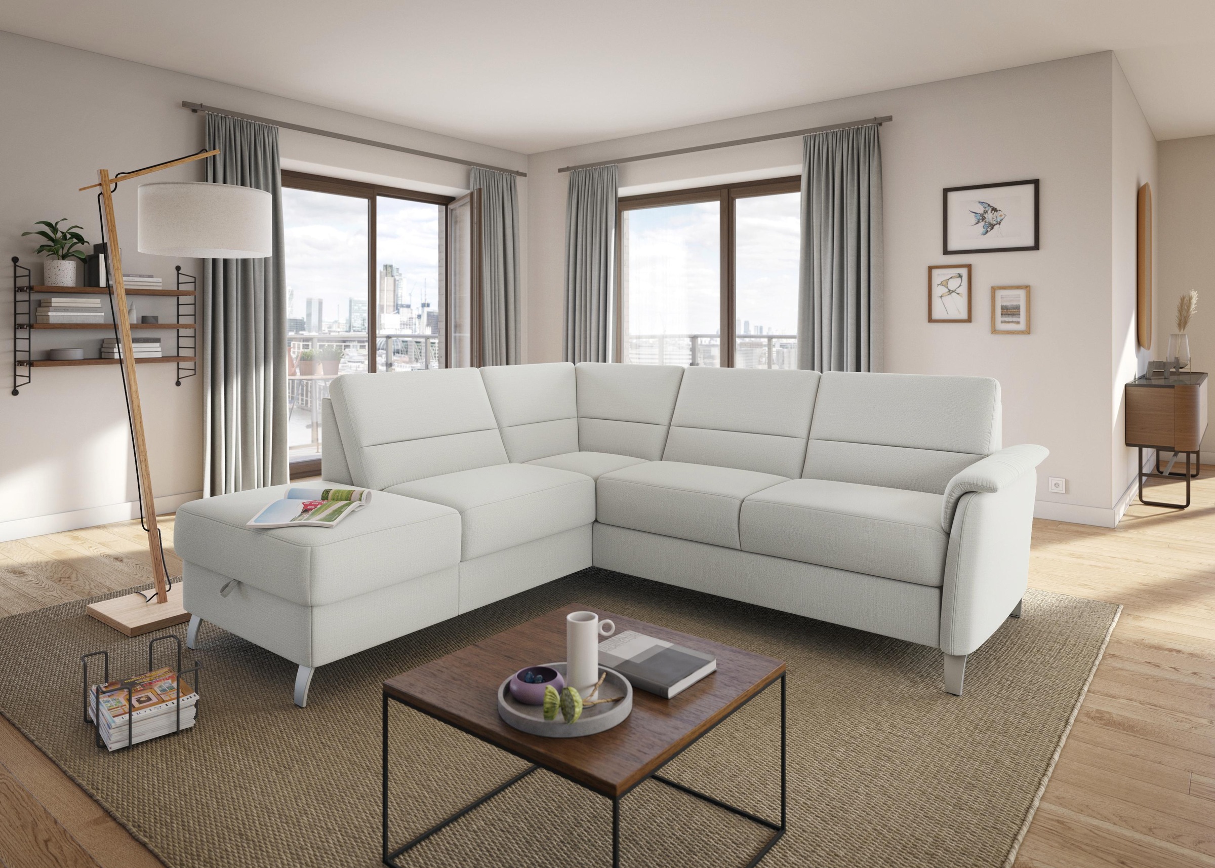 sit&more Ecksofa »Palmera L-Form«, Federkern, wahlweise mit Bettfunktion und mit/ohne Stauraum