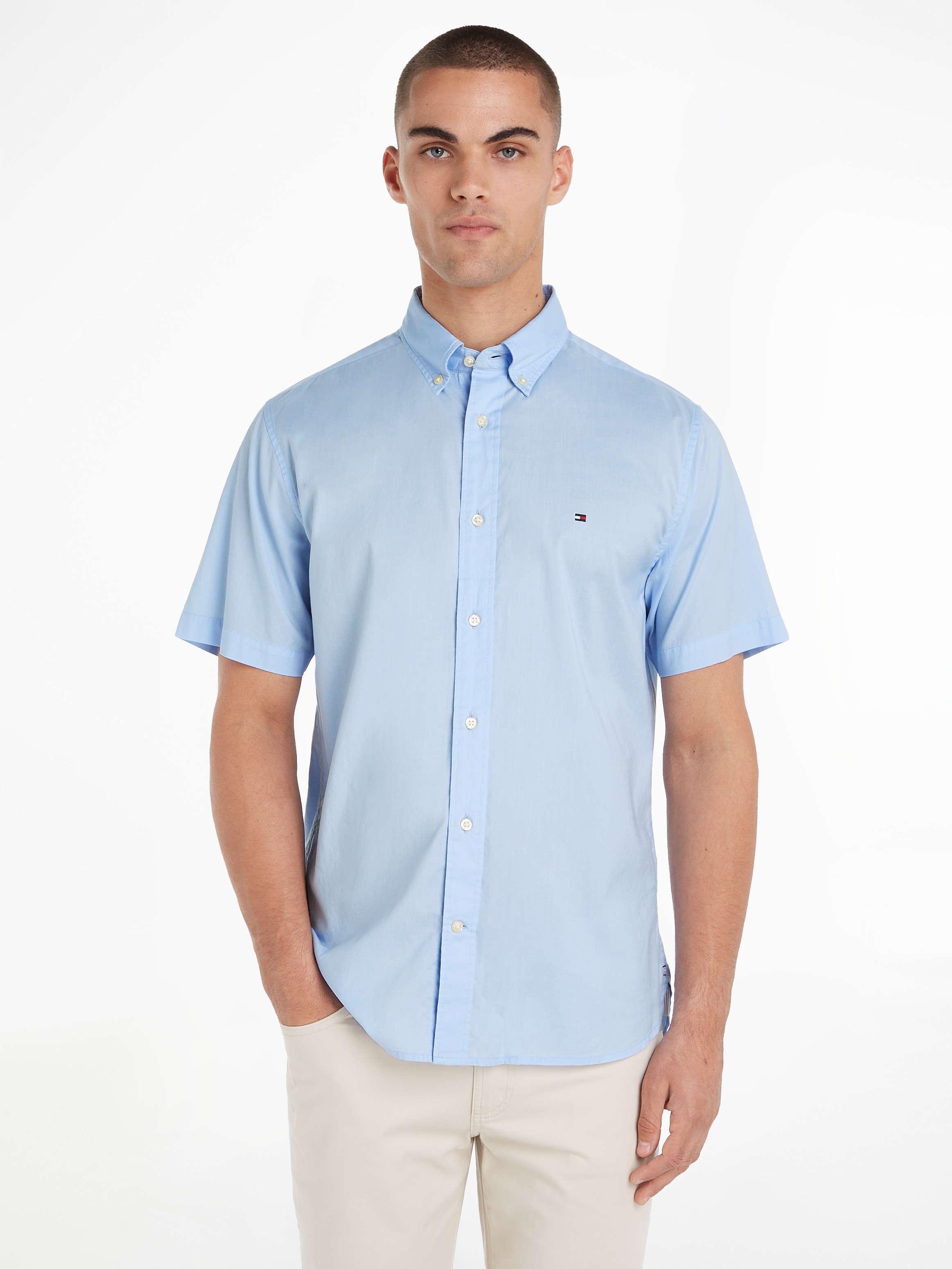 Tommy Hilfiger Kurzarmhemd »FLEX POPLIN RF SHIRT S/S«, mit Hemdblusenkragen