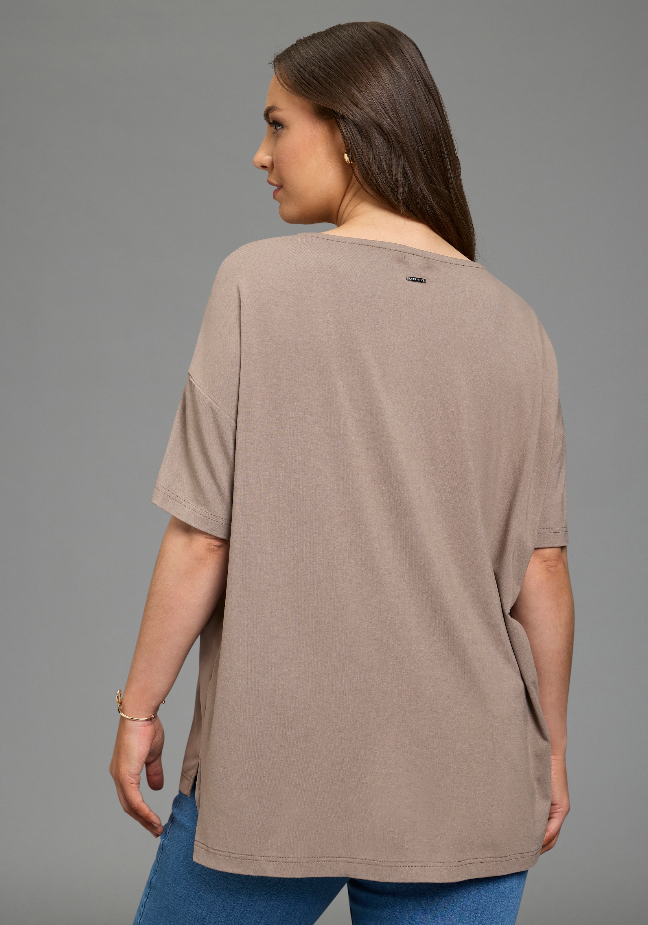 Laura Scott CURVE Shirtbluse Oversize, mit lockerem Sitz, Po-bedeckende Länge, unifarbene Optik