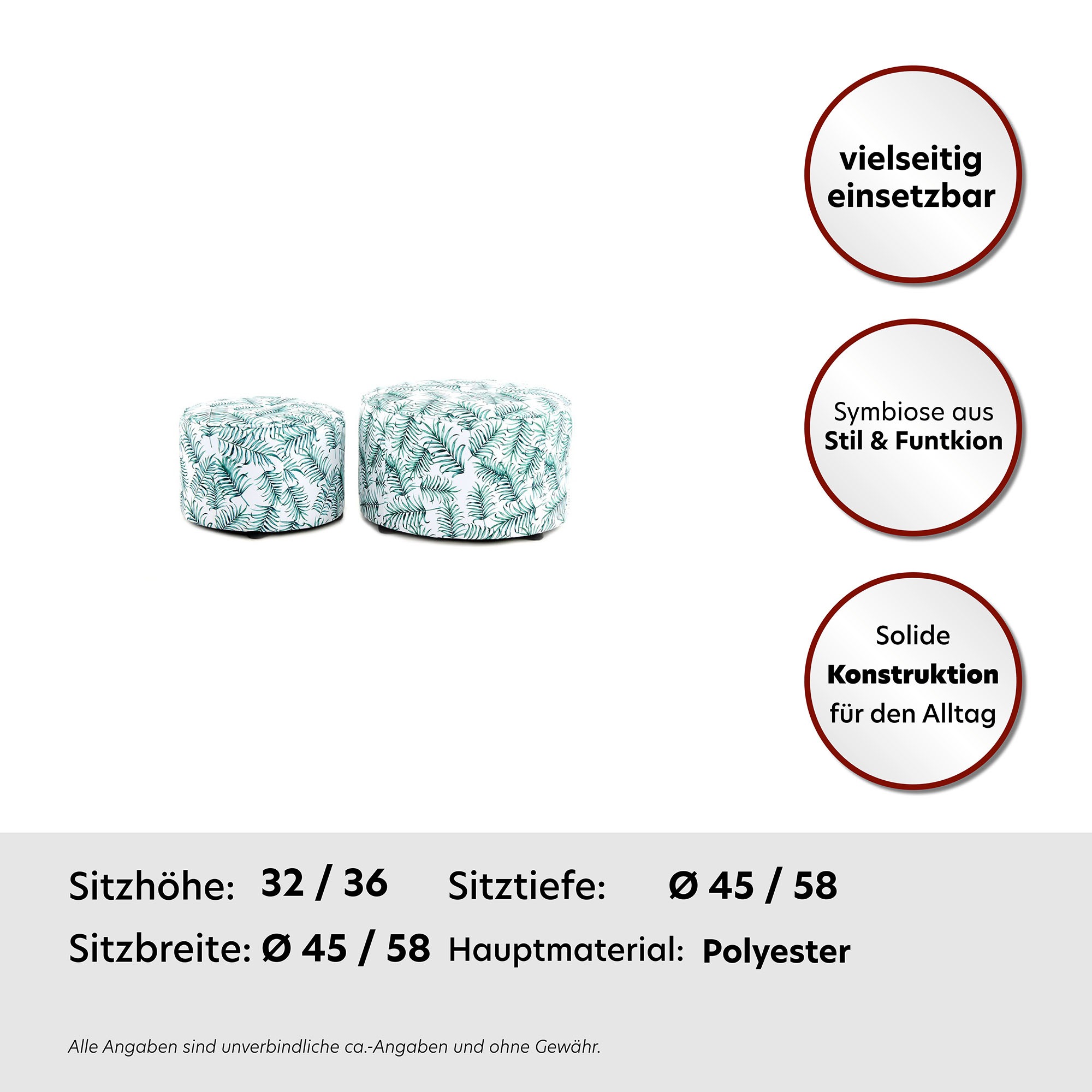 Thumbnail - Kayoom Hocker "Indira 2er-Set, Hocker-Set in schönem Stil, skandinavisches Design" Set, 2 Stk. tlg. stilvoll, dekorativ,...