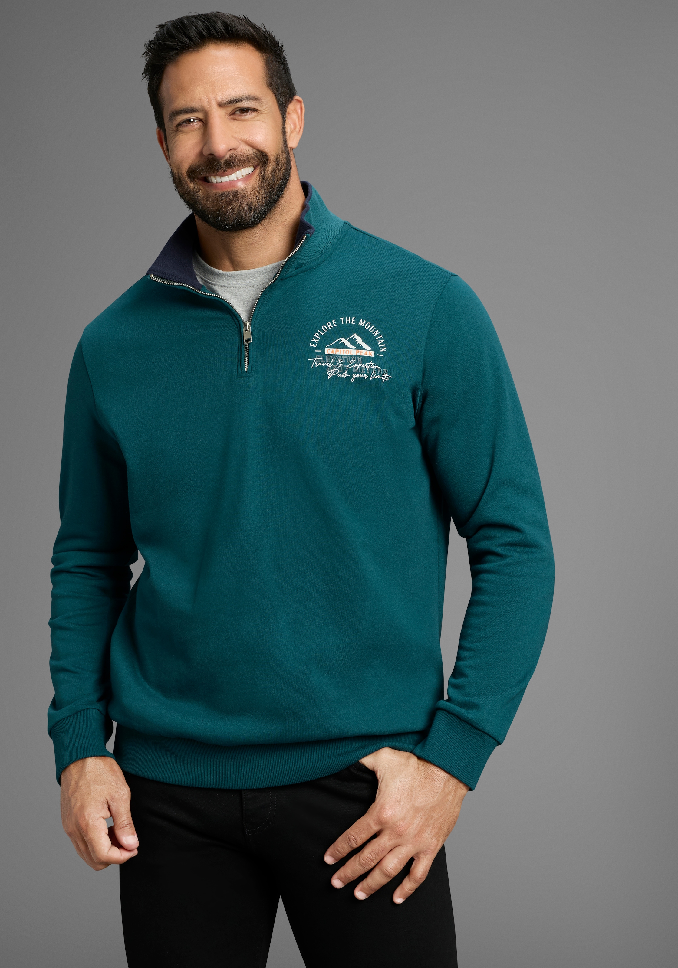 Mans World Sweatshirt, mit Kontrastkragen - NEUE KOLLEKTION günstig online kaufen