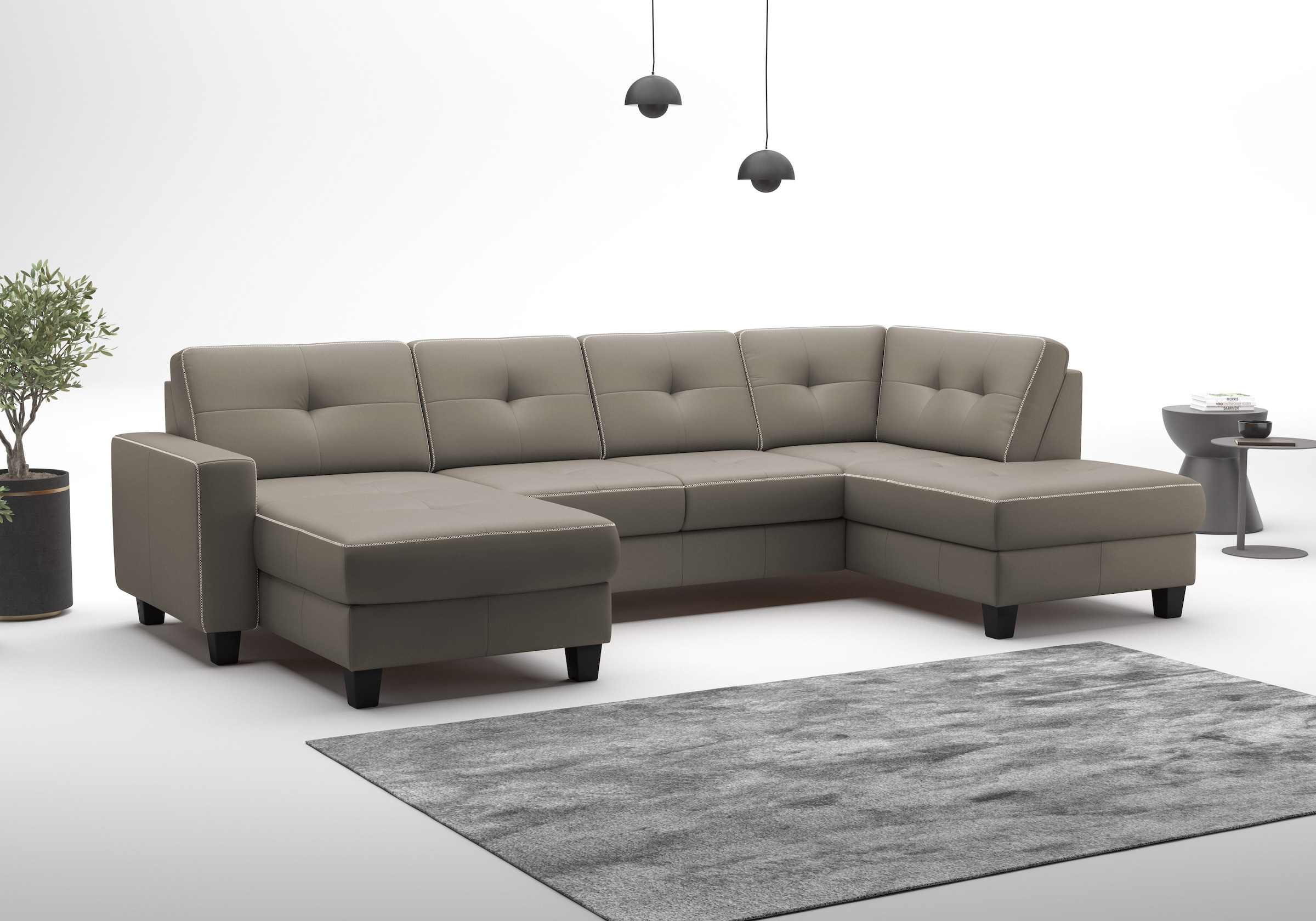 Wohnlandschaft HOME AFFAIRE "Varese", delphine, B:304cm H:91cm T:170cm, Sofas, Wohnlandschaft, wahlweise mit Bettfunktion und Bettkasten 10