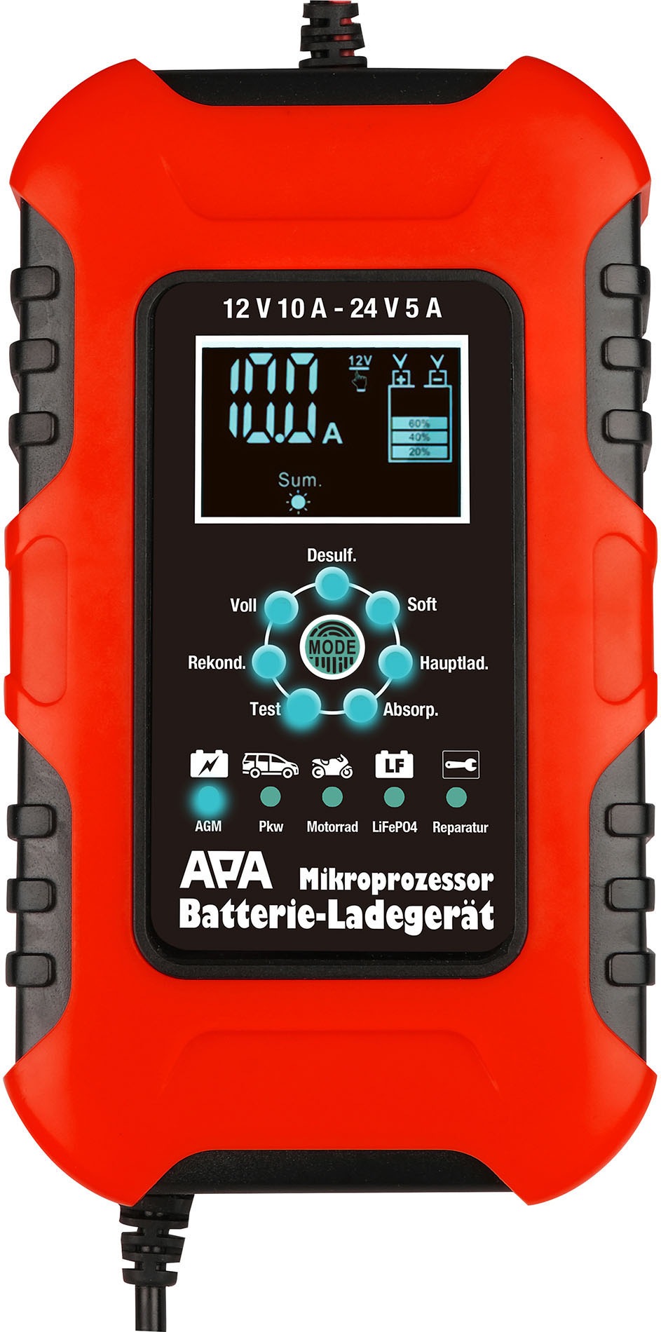 APA Autobatterie-Ladegerät »Batterieladegerät 12 / 24 V 10 A«, 10000 mA