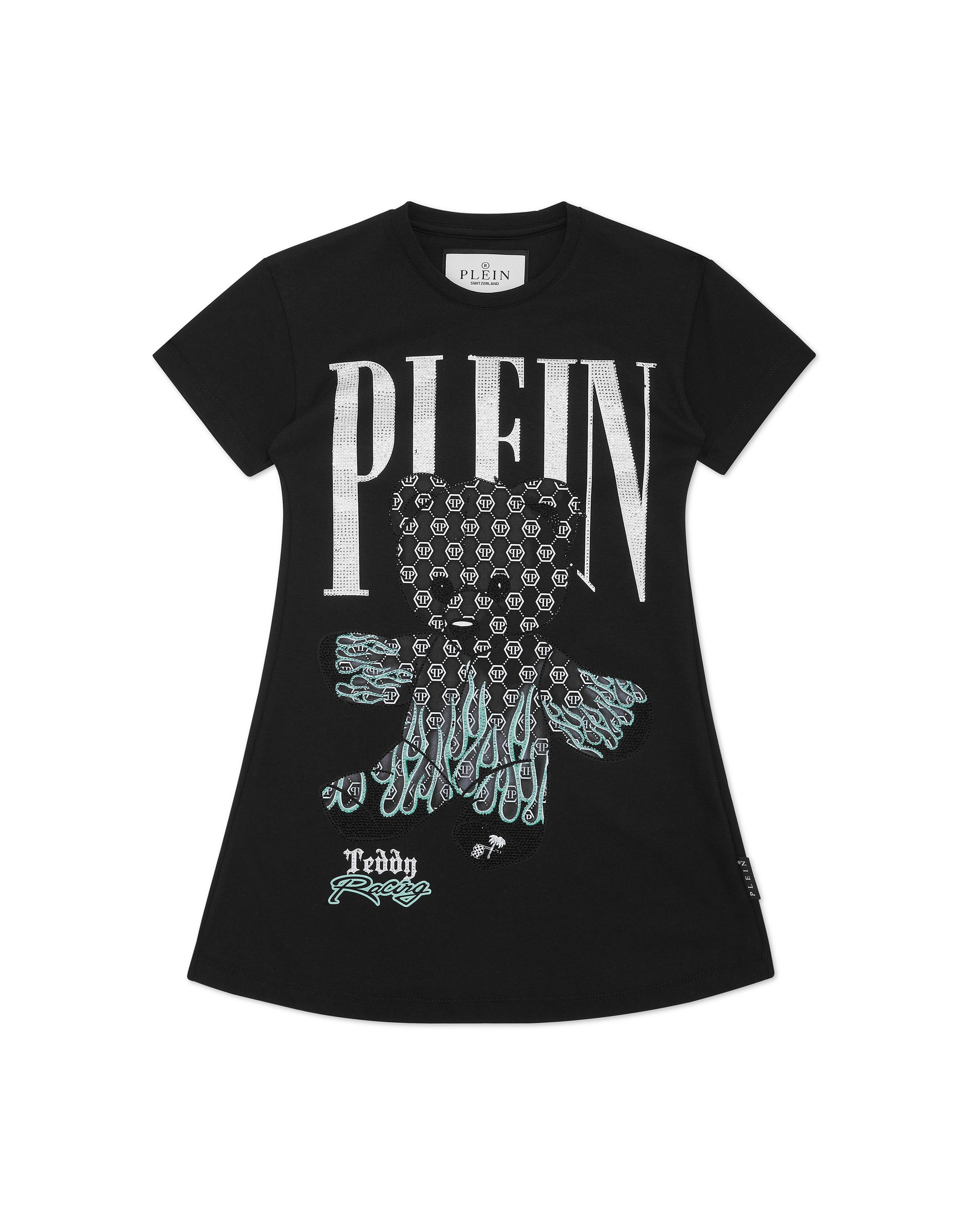 PHILIPP PLEIN Mädchen Minikleid "Teddy"02, schwarz, Gr. 8, Obermaterial: 100% Baumwolle, Kleider