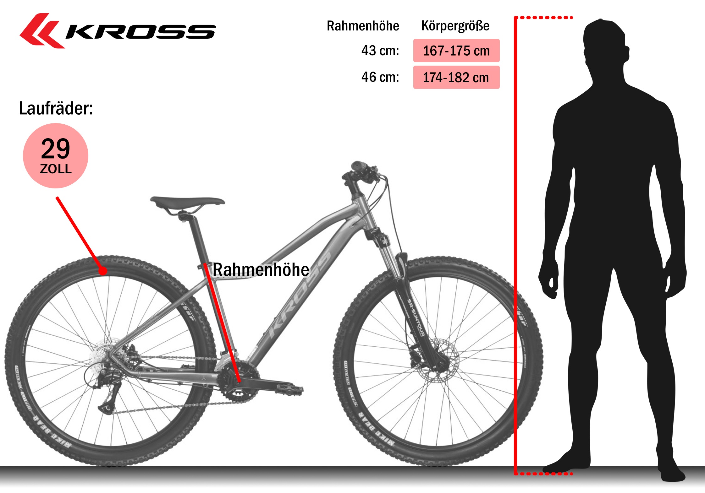 Kross Mountainbike »KROSS Mountainbike Hardtail 29" LEA 4.0 weiß 16 Gänge« 16 Gang Shimano ACERA M3020 Schaltwerk Kettenschaltung