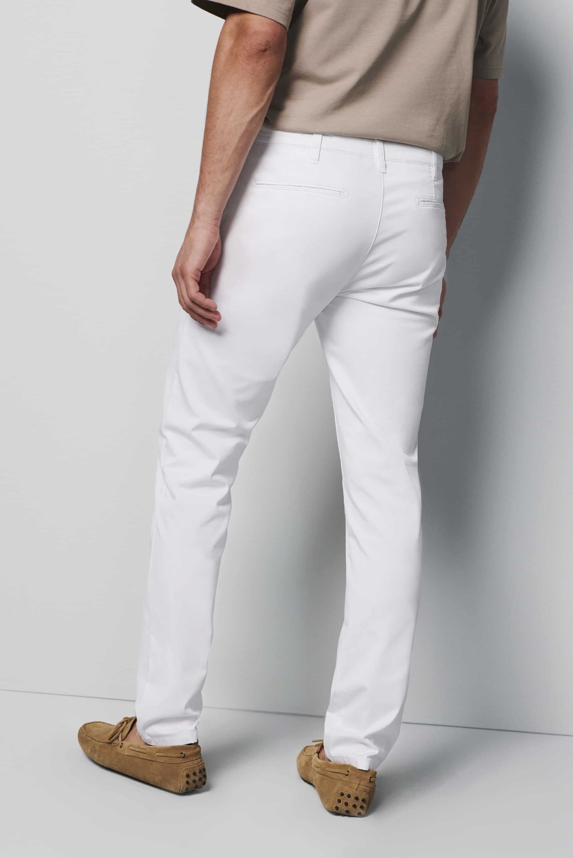Chinos MEYER "M5 Chino", Herren, Gr. 38, Länge 34, weiß, 98% Baumwolle, 2% Elasthan, unifarben, regular fit lang, Hosen, M5 Chino im unifarbenen Design 2