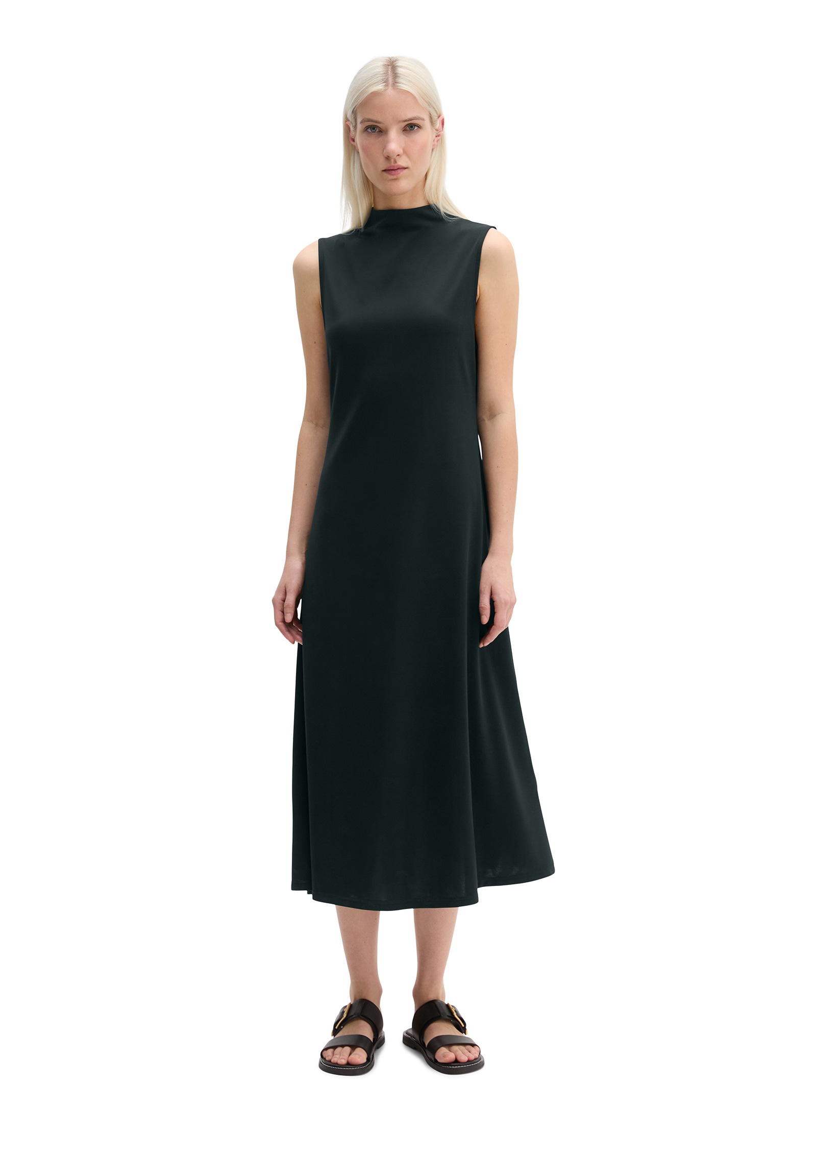 Jerseykleid MARC O'POLO "aus fließendem Soft-Touch-Jersey", Damen, Gr. S, Normalgrößen, schwarz, Obermaterial: 68% Viskose, 32% Polyester, unifarben, slim fit wadenlang, Kleider Jerseykleid 3