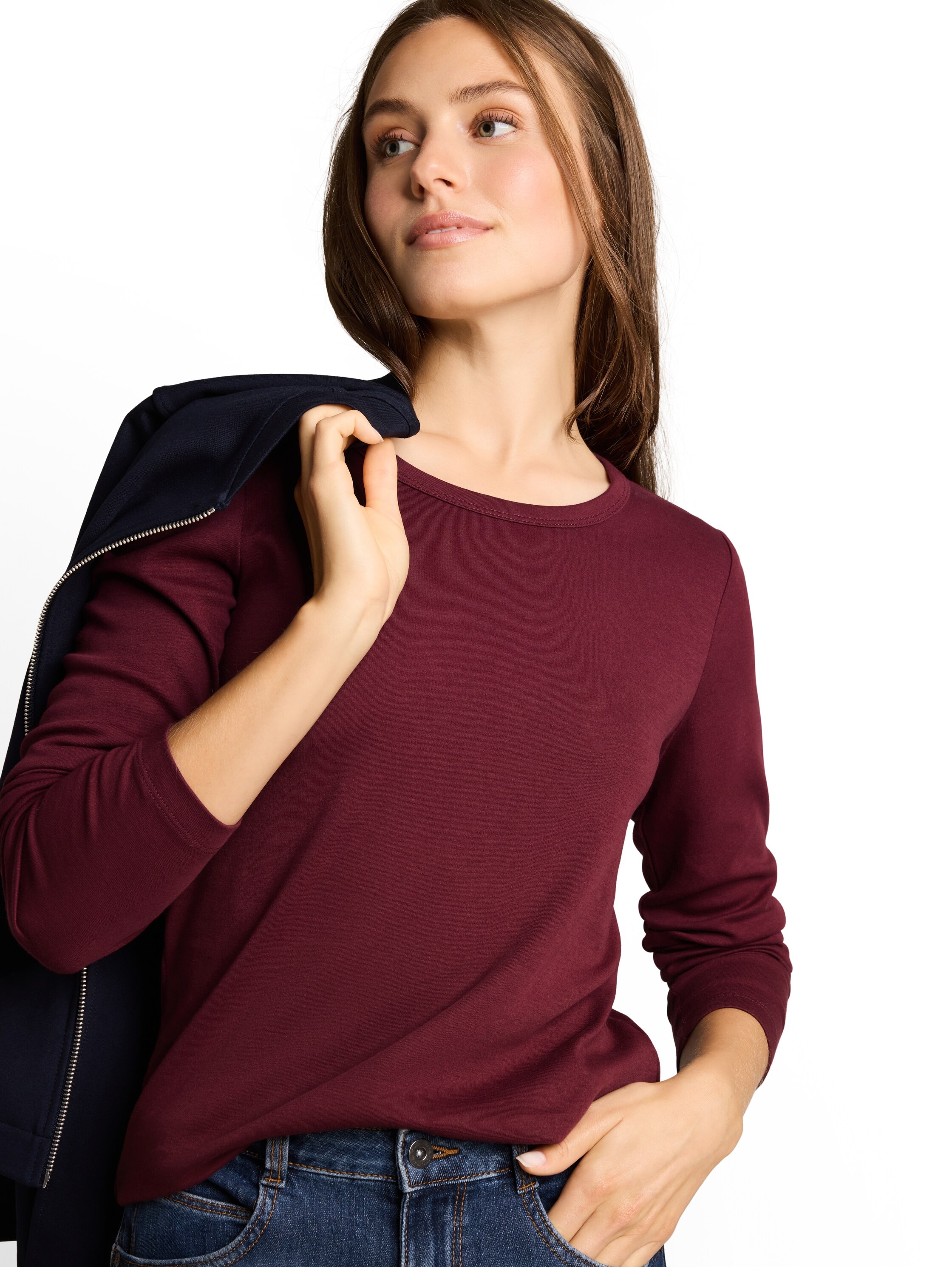 TOM TAILOR Langarmshirt "Regular" mit Rundhalsausschnitt und Stretch