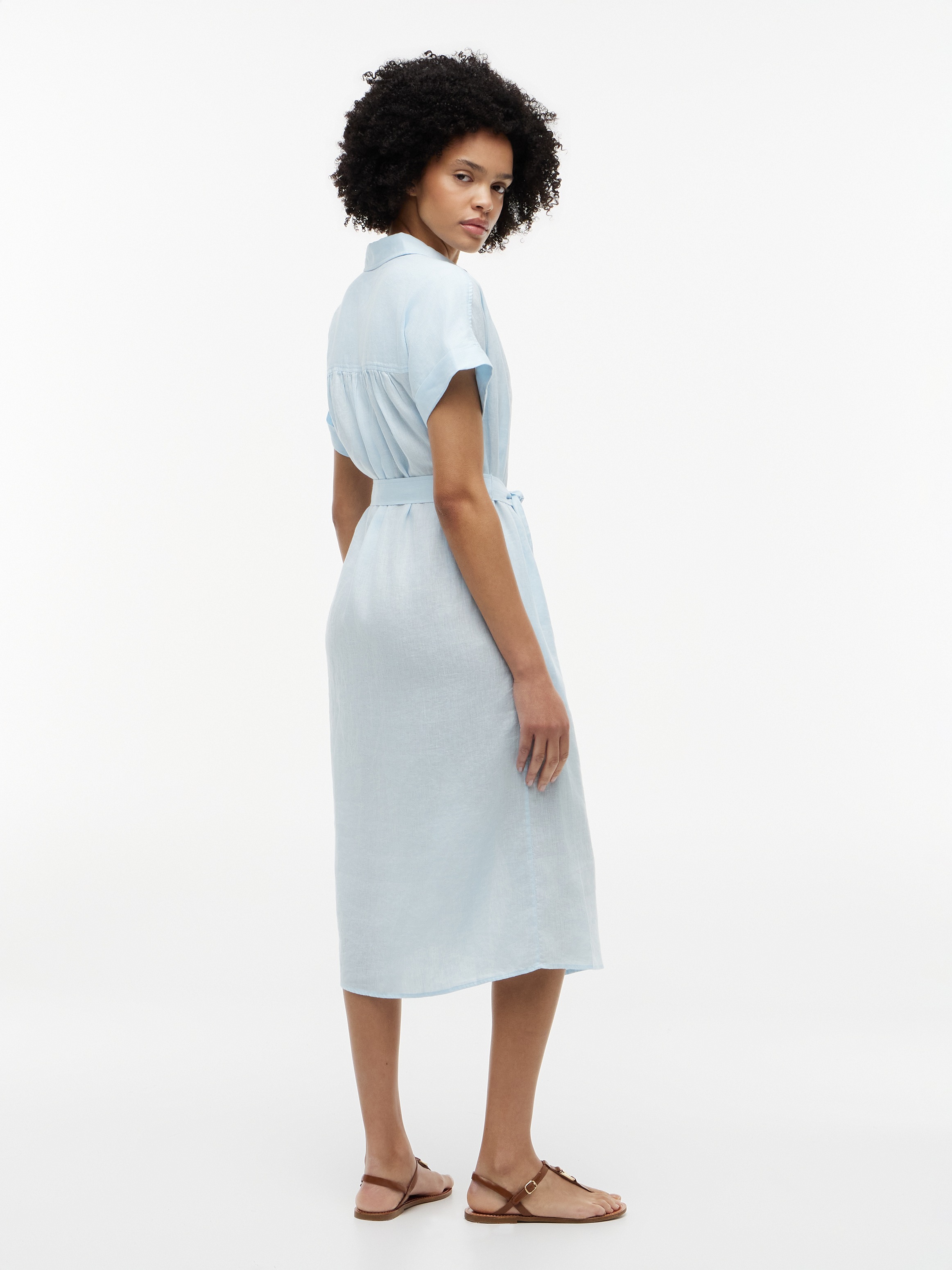 Tommy Hilfiger Hemdblusenkleid »LINEN BELTED KNEE SS SHIRT DRESS« doppelte Eingrifftaschen mit Bindegürtel