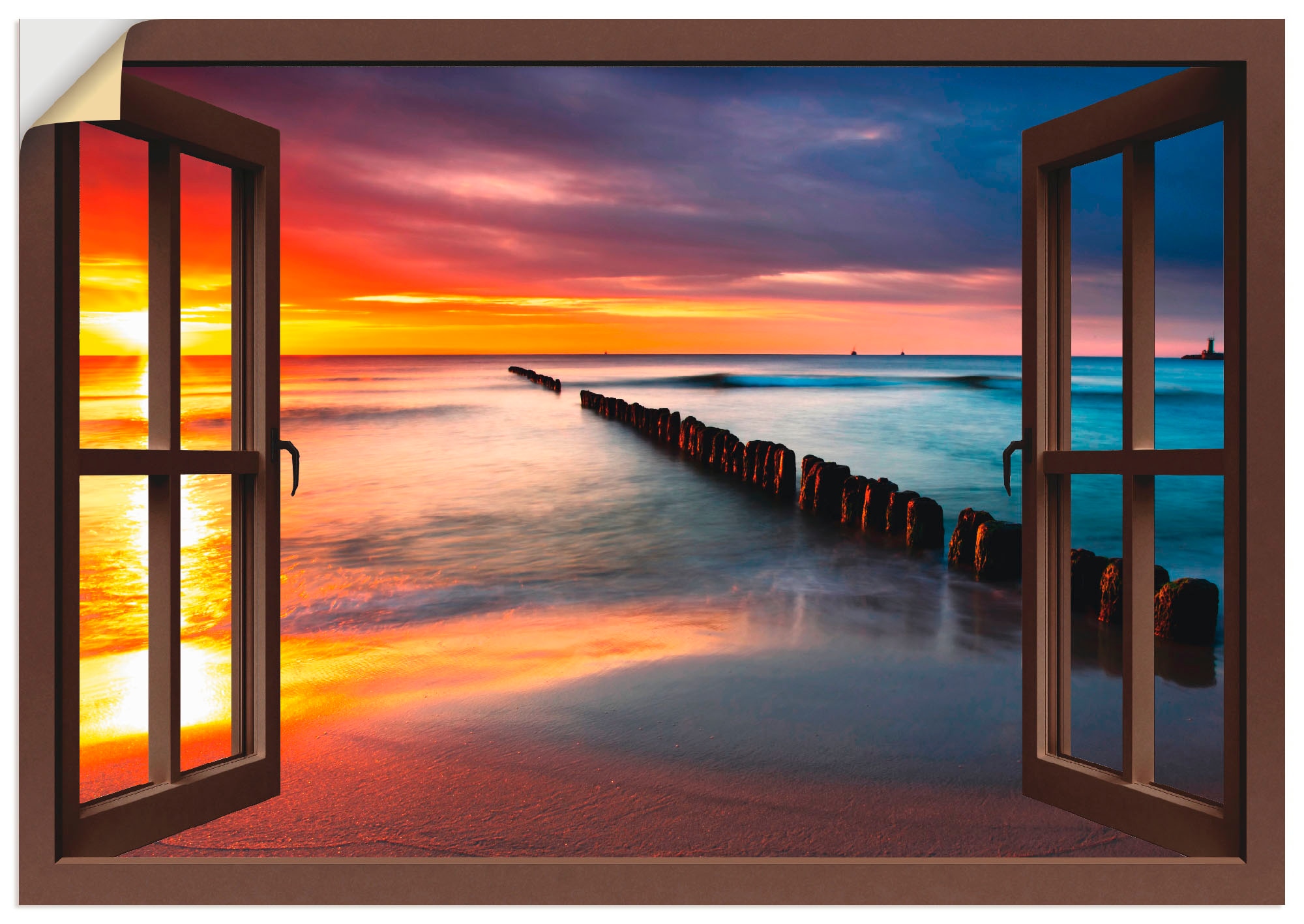 Artland Wandbild "Fensterblick Ostsee mit Sonnenaufgang", Fensterblick, (1 günstig online kaufen