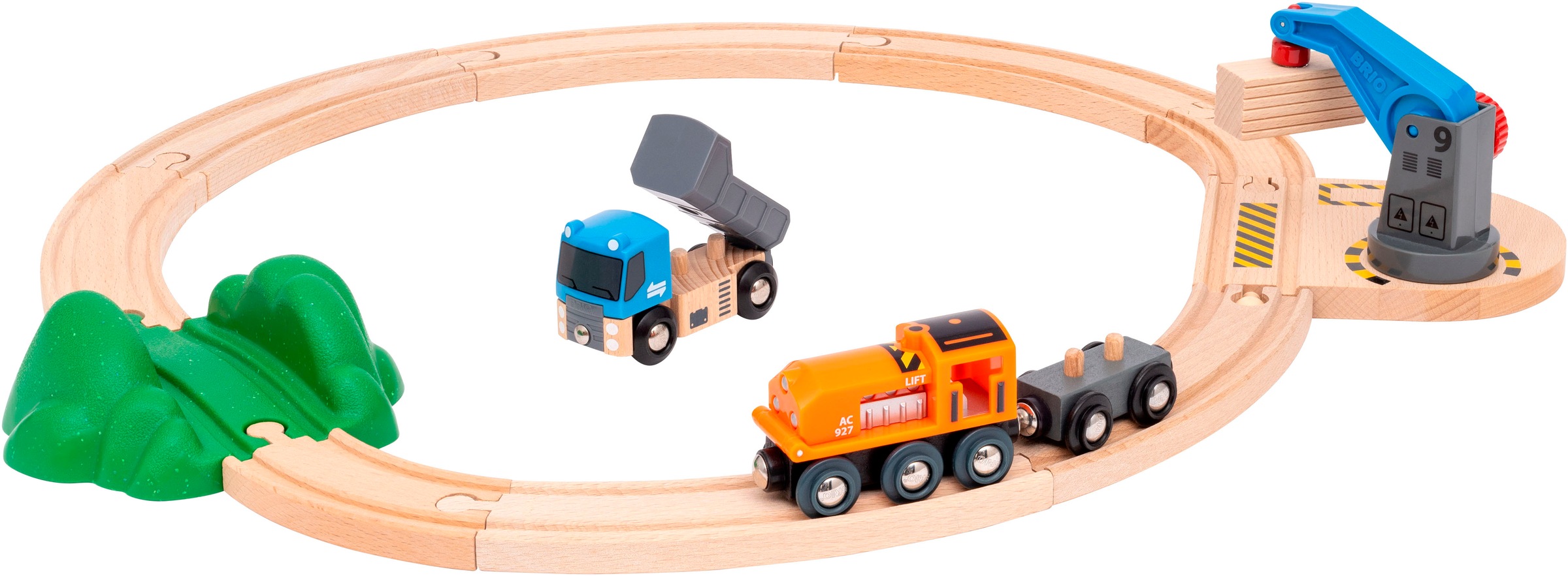 BRIO® Spielzeug-Eisenbahn »BRIO® WORLD, Starterset Güterzug mit Kran A«, (Set, 14 tlg.), Made in Europe; FSC® - schützt Wald - weltweit