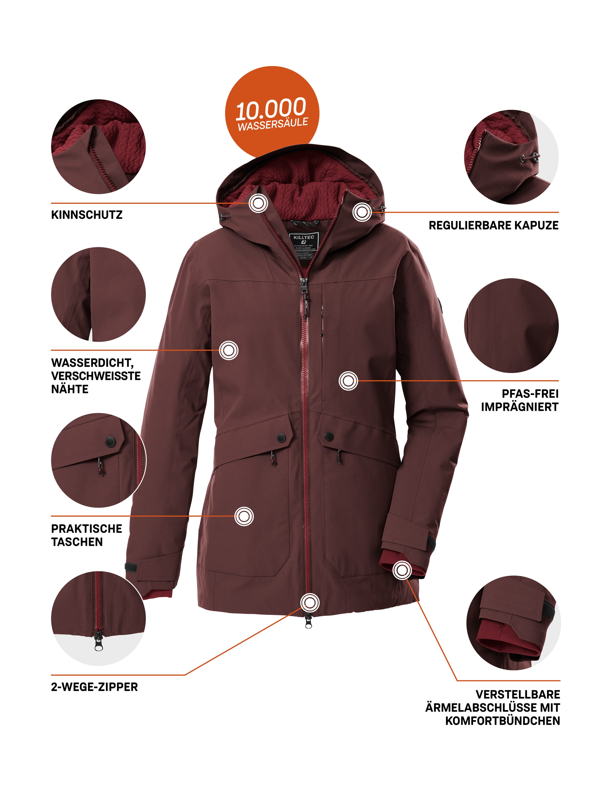 Killtec Parka »KOW 16 WMN PRK«, Wasser- u. winddichter Damen Funktionsparka mit hoher Atmungsaktivität