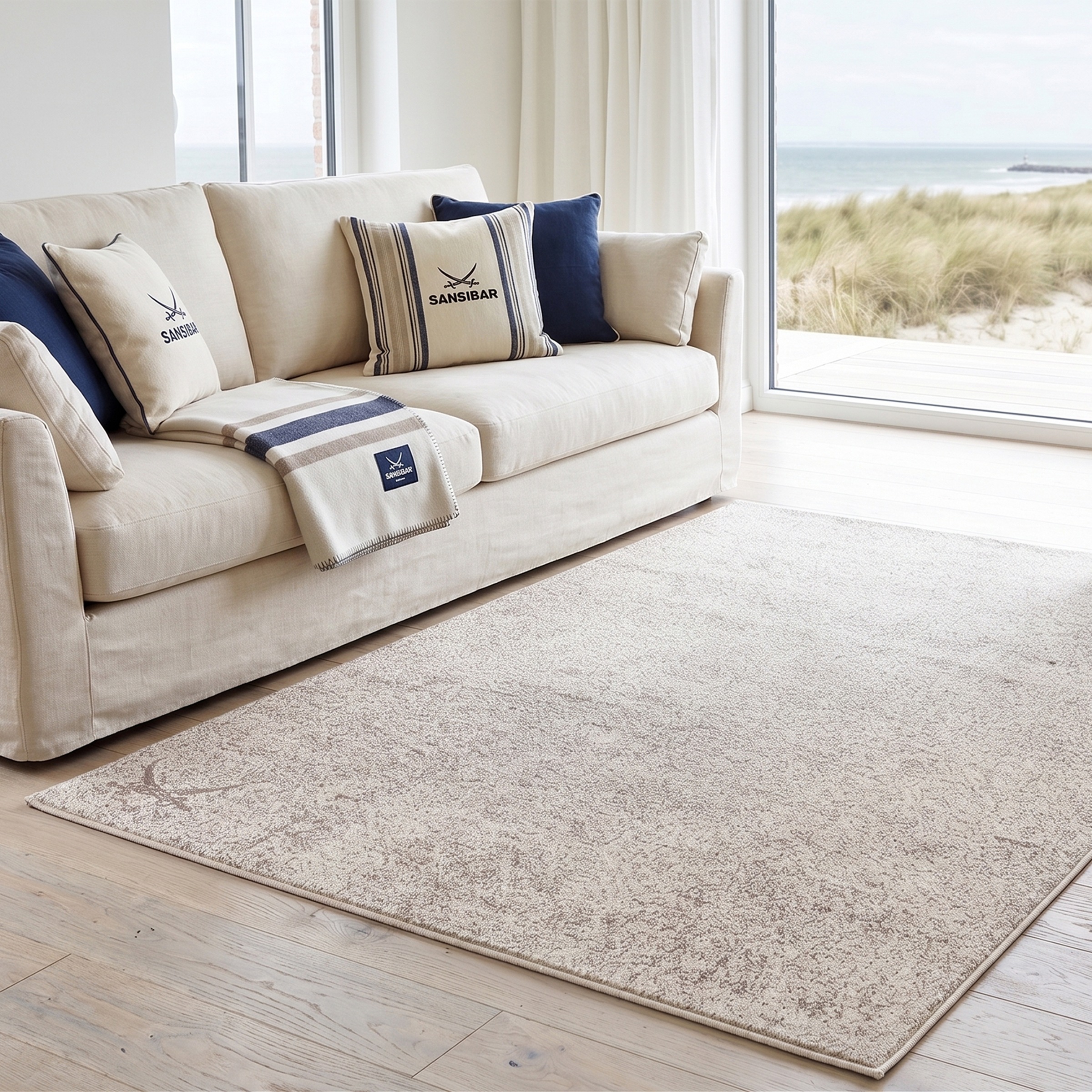 Sansibar Teppich "Heide SA-036" rechteckig 10 mm Höhe modernes Design, Motiv, gekreuzte Säbel, Wohnzimmer