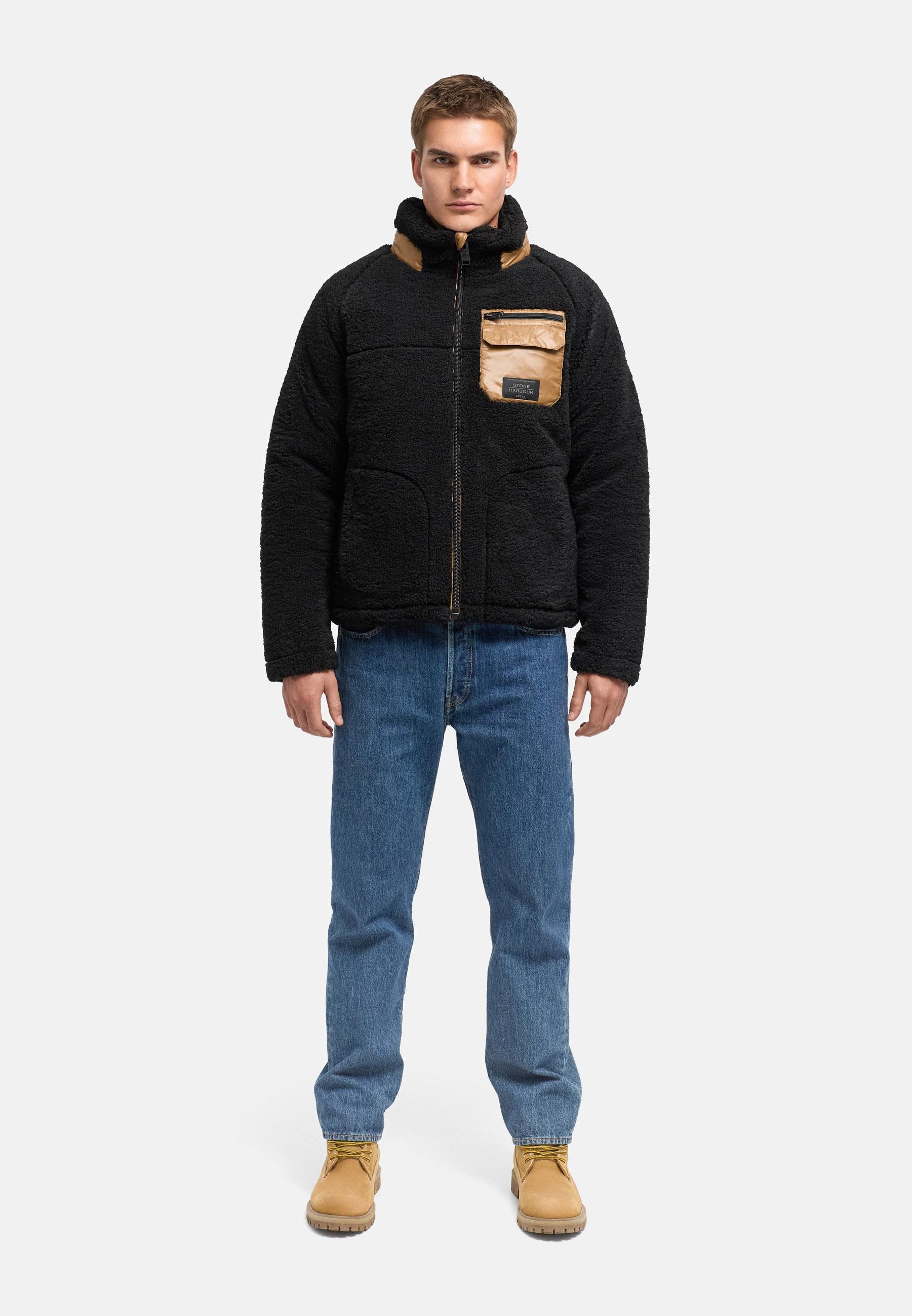 Stone Harbour Plüschjacke »Sorees XX« ohne Kapuze Warme Herren Winterjacke aus weichem Teddy-Fleece