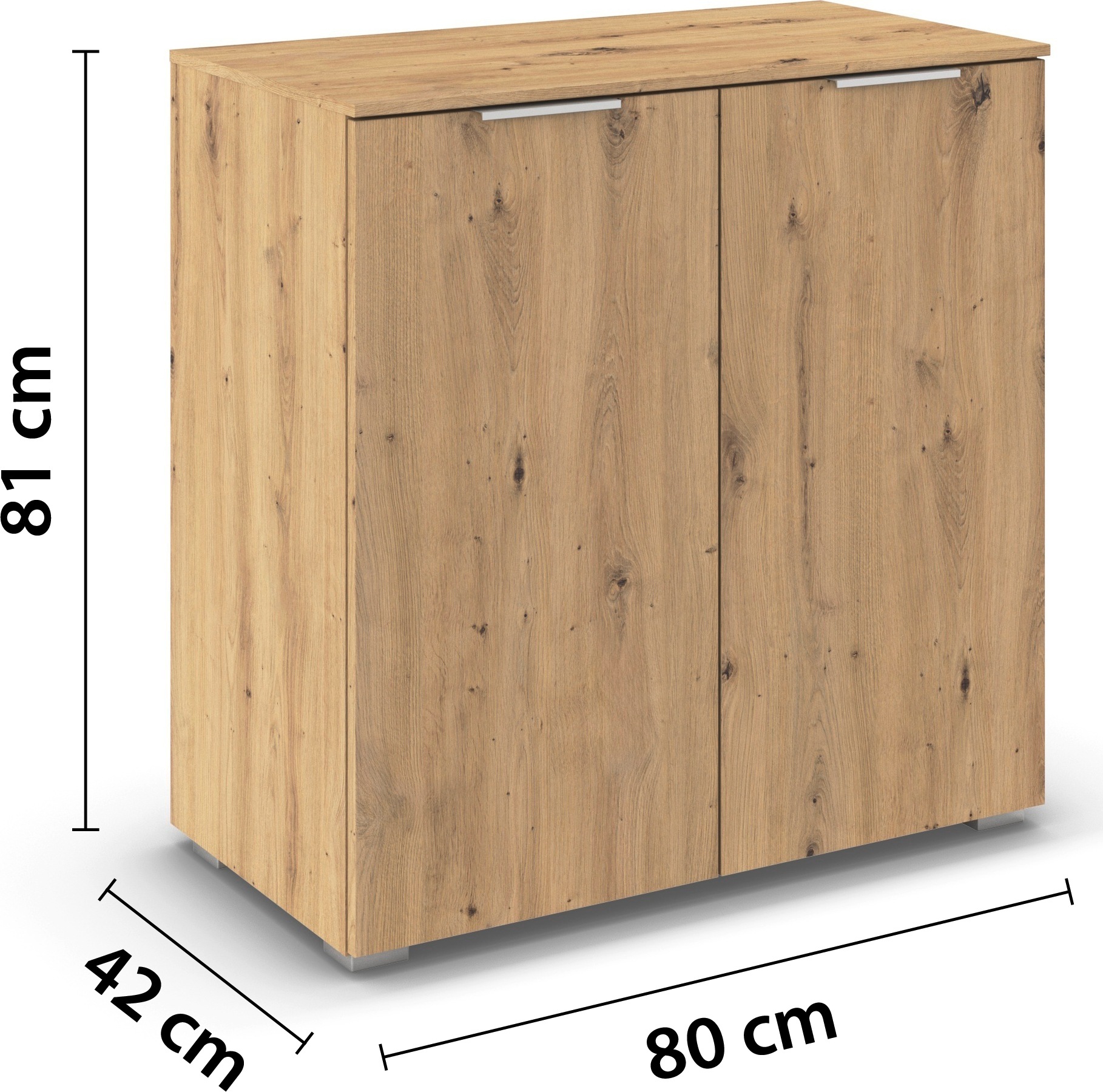 rauch Sideboard »Türkommode Kommode Highboard ASTANA« Breite 80 cm / Höhe 81 cm, mit 2 Einlegeböden,  mit 2 Türen, verstellbaren Böden und viel Stauraum MADE IN GERMANY