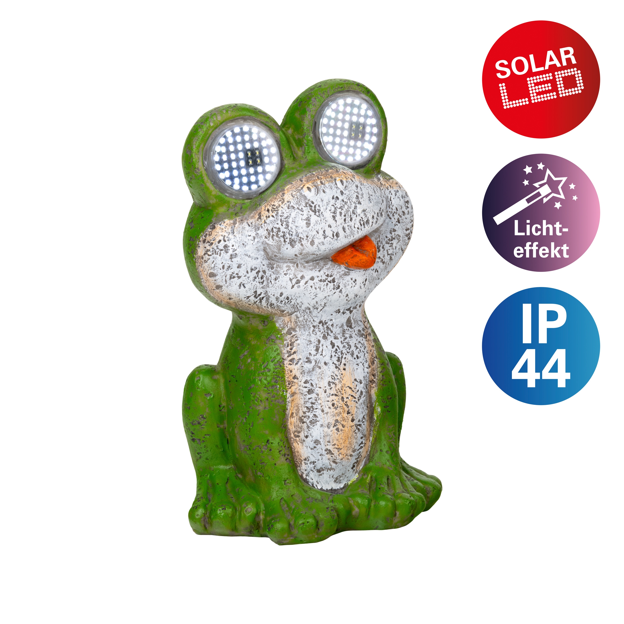 näve LED Solarleuchte "Froggel" LED-Modul 1 Stk. Warmweiß Froschfigur, animierte LED Augen mit Bewegungseffekt, H: 19cm, grün