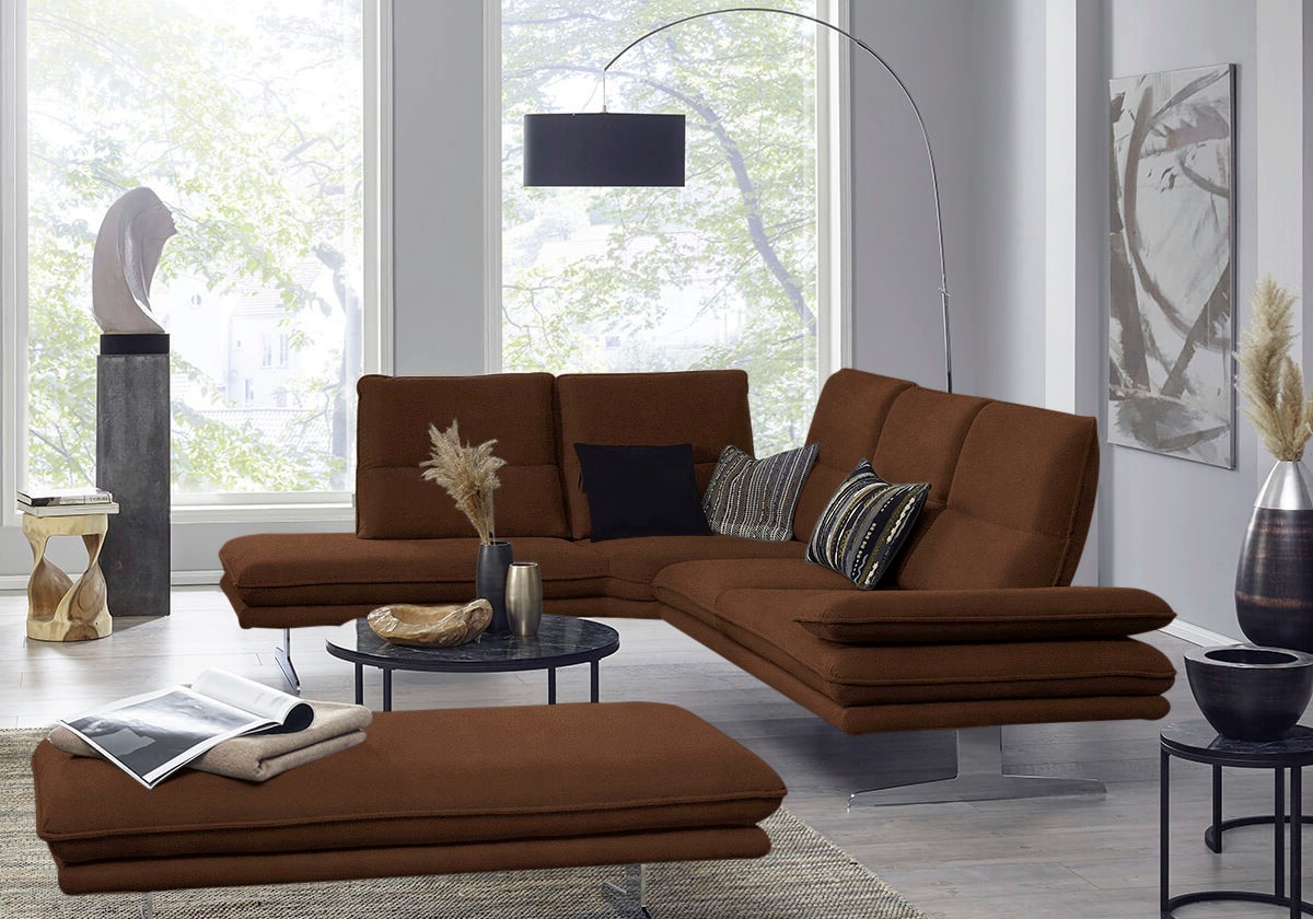 W.SCHILLIG Ecksofa »broadway, Designsofa, mit tollem Sitzkomfort, L-Form«, Sitztiefenverstellung, Kopfteil- & Seitenteilverstellung, Breite 284cm