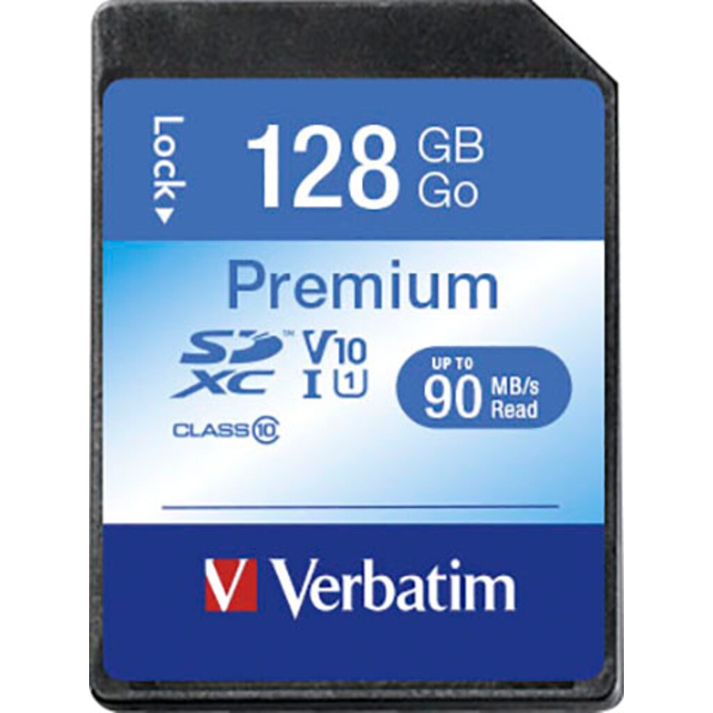 Verbatim Speicherkarte »Premium U1 SDXC 128GB«, (Class 10 90 MB/s Lesegeschwindigkeit)