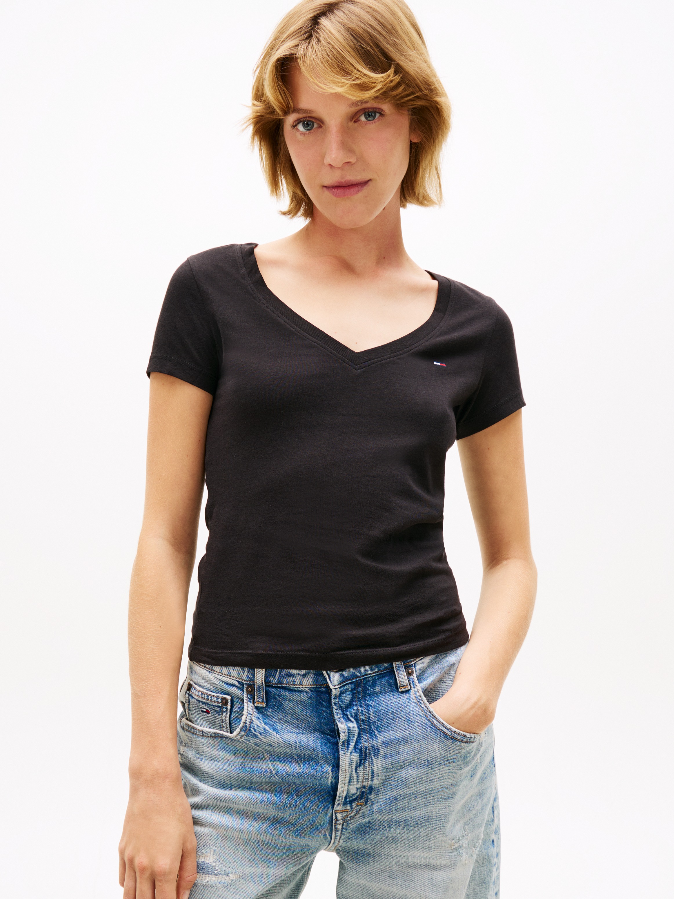 Thumbnail - Tommy Jeans T-Shirt "TJW 2PACK V-NECK TEE" Packung, 2-er Pack, 2 Stk. mit Logostickerei