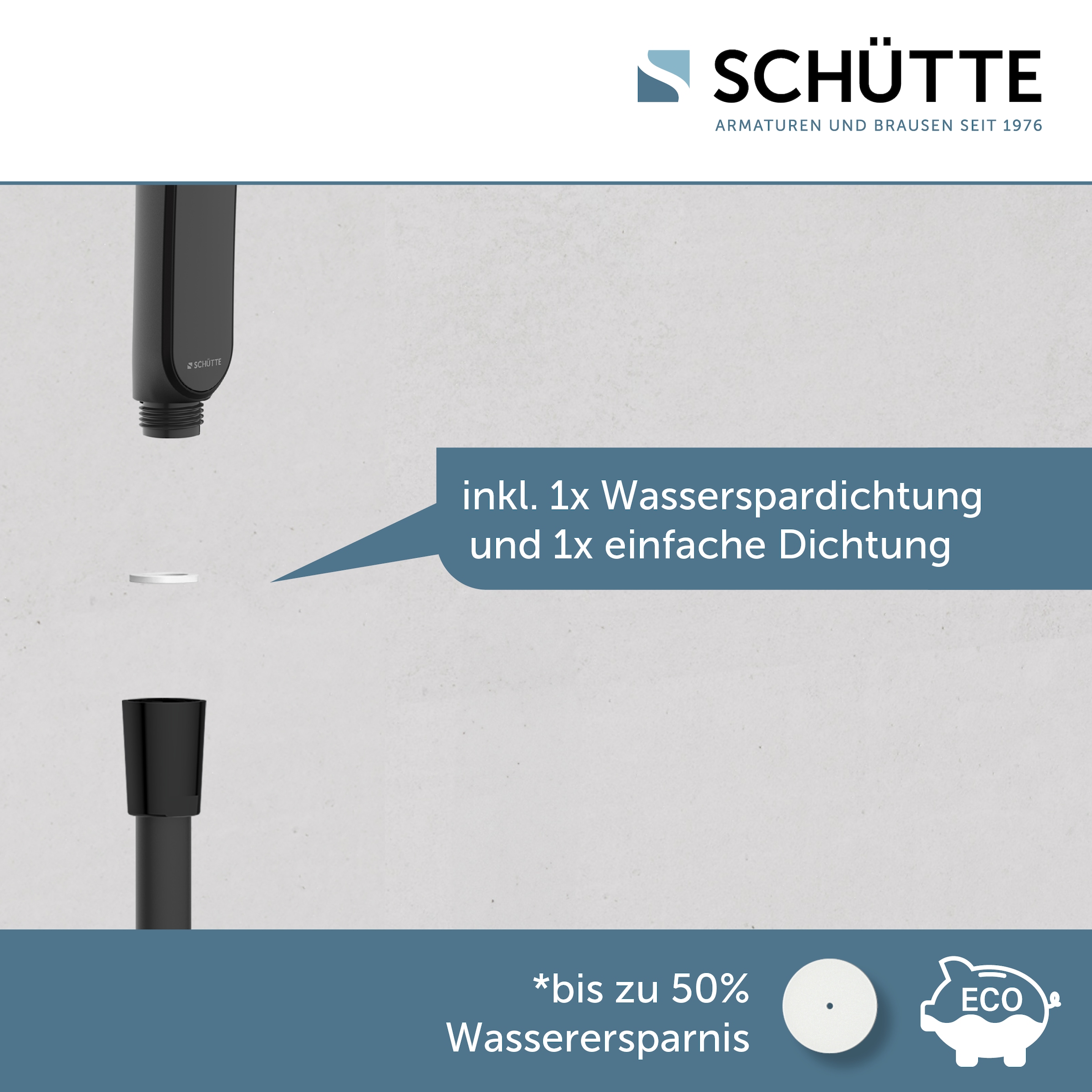 Schütte Handbrause »KARIBIK«, 3-fach verstellbar, mit Antikalknoppen, wassersparend, eckig