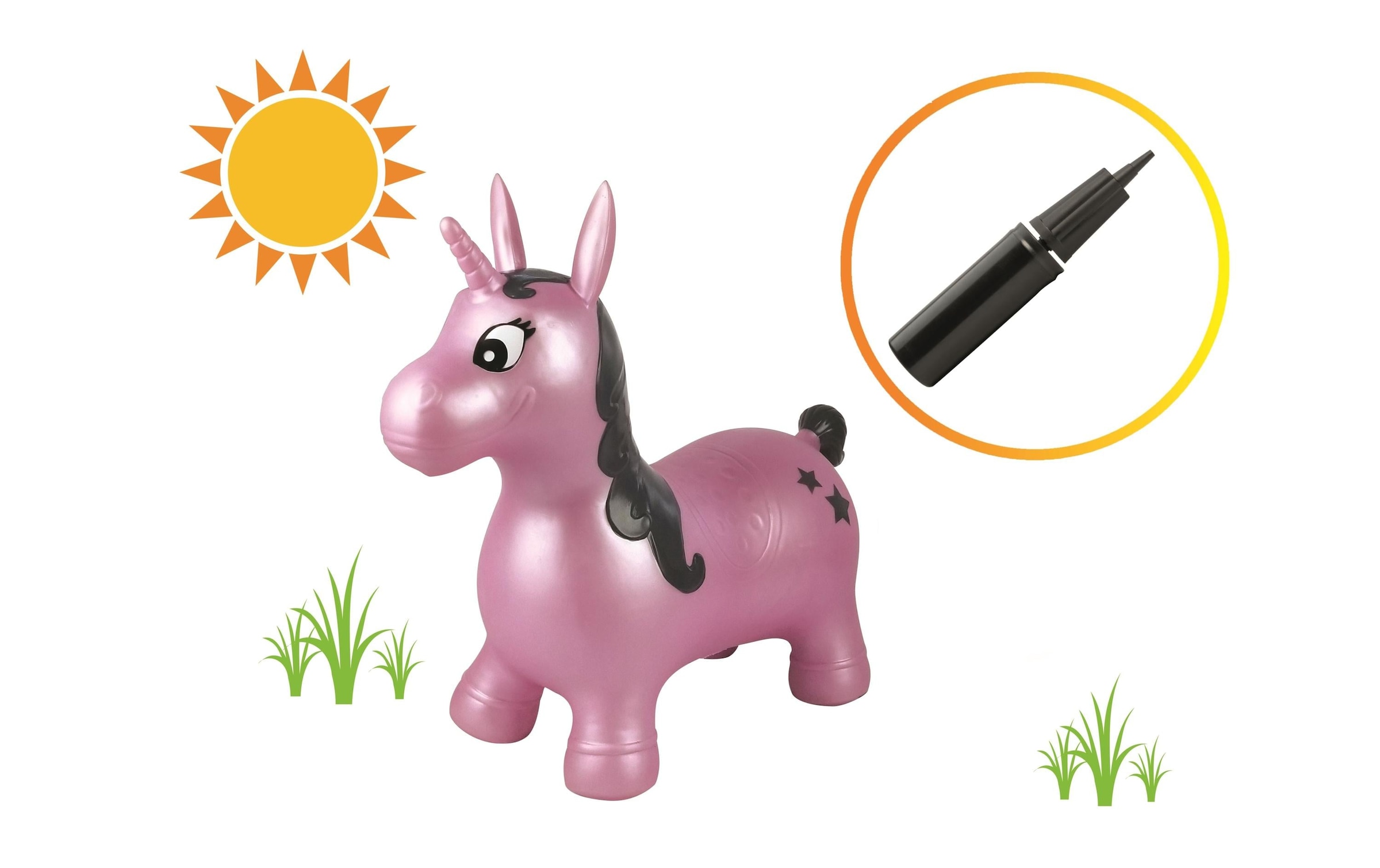 Lexibook® Hüpftier »Einhorn 50 cm« Schnell aufzublasen mit der mitgelieferten Handpumpe