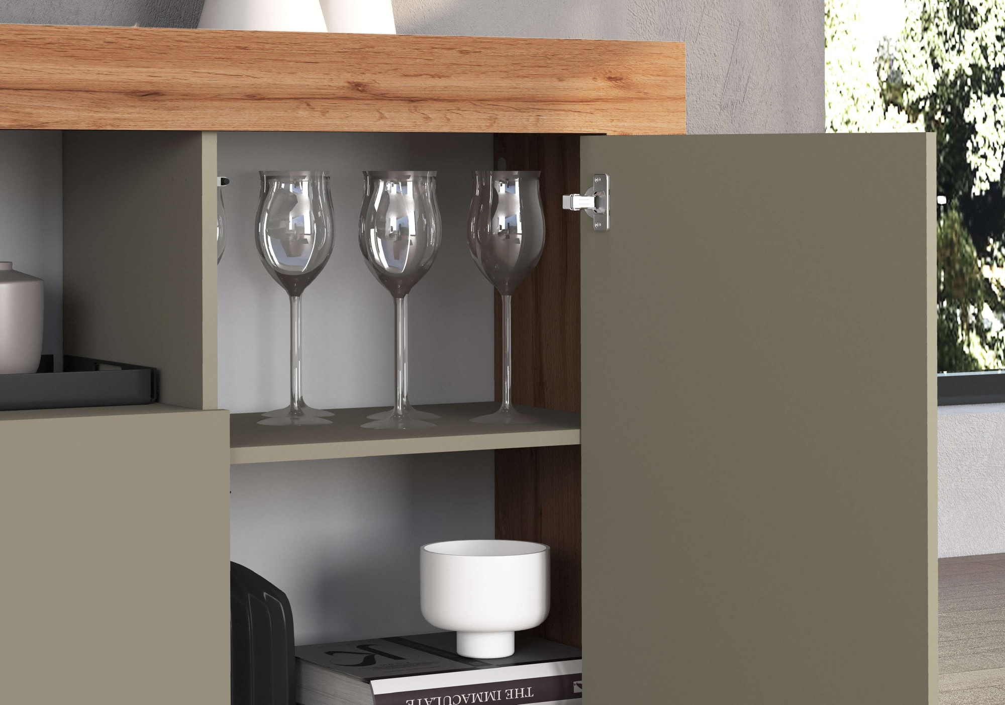 INOSIGN Sideboard »CHRONOS Breite 200 cm mit 4 Türen, 2 offene und 8 geschlossene Fächer«, (1 St.), Sideboard,Kommode, Schrank, Grifflos mit Push to Open, Made in Italy