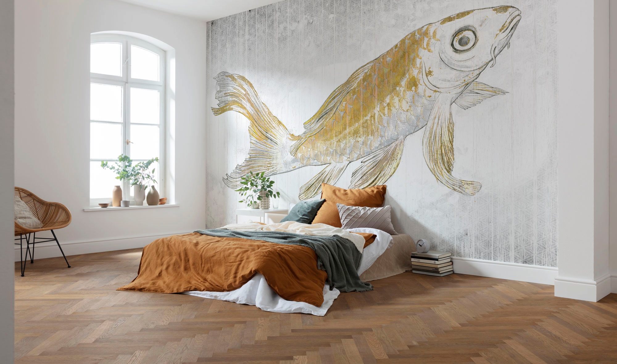 Komar Vliestapete »Digitaldruck Vlies -  Golden Koi - Größe 400 x 280 cm« bedruckt glatt Wohnzimmer, Schlafzimmer