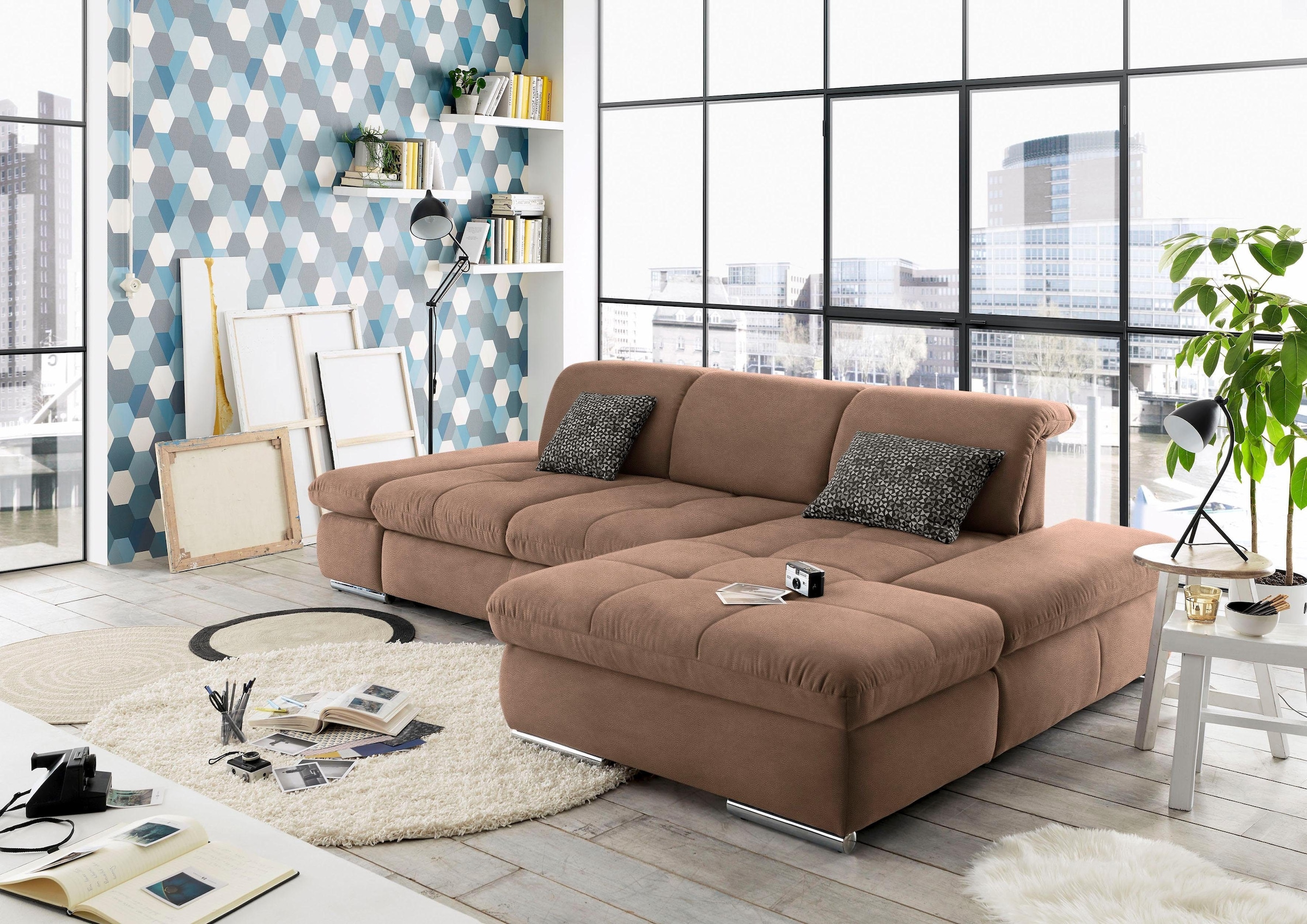 set one by Musterring Ecksofa "SO4100 V", mit verstellbaren Kopfteilen, wah günstig online kaufen